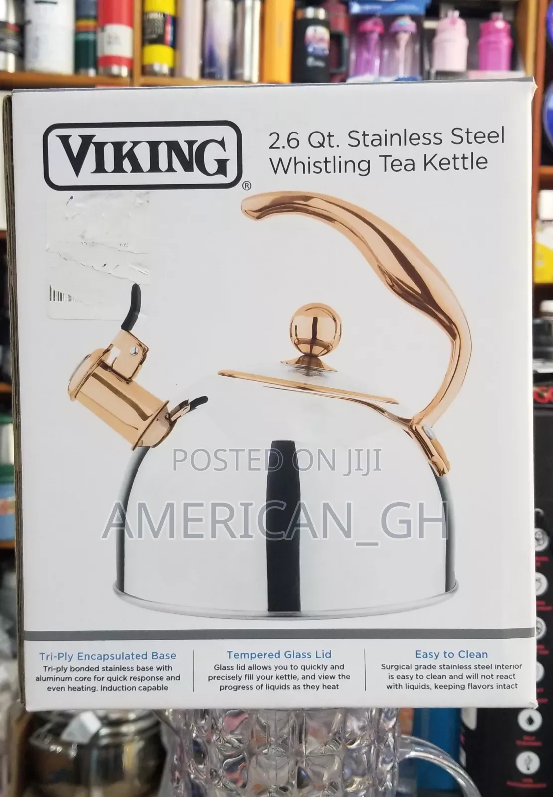 Viking Stainless Steel Whistling Tea Kettle, 2.6 Quart