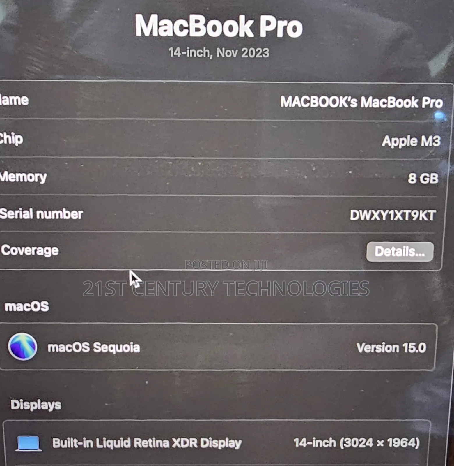 Laptop Apple MacBook Pro 2023 M3 14-Inch 8GB Apple M3 Pro SSD 512GB