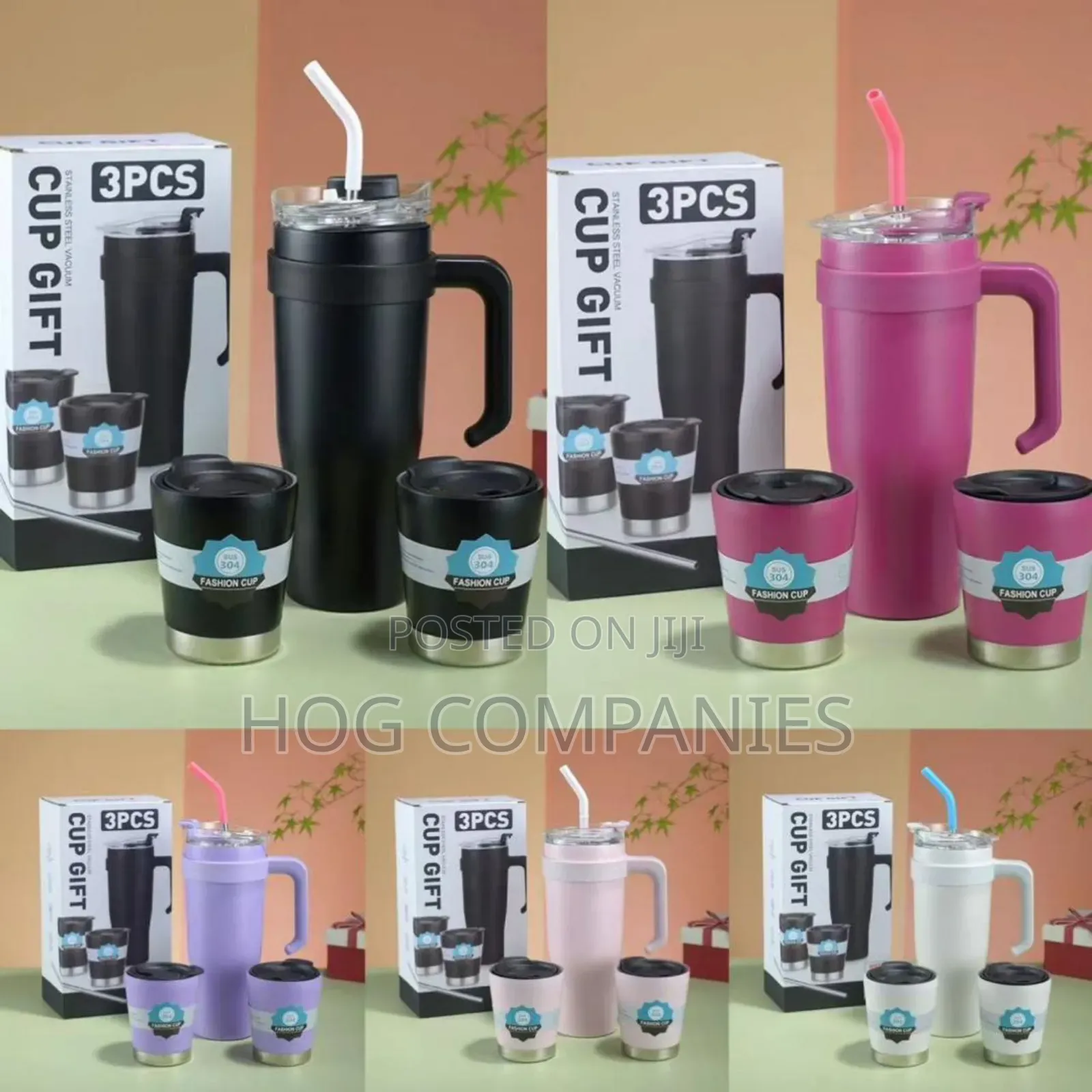3pcs Double Walled Thermal Cup Gift Set Thermos Mug