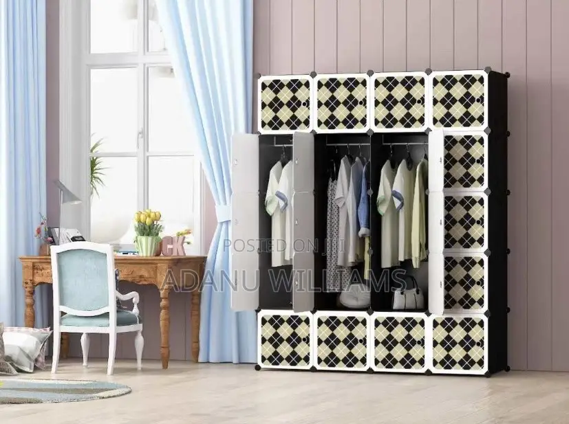Tough Large Capacity Plastic Wardrobe16 Cubes + Shoe Rack