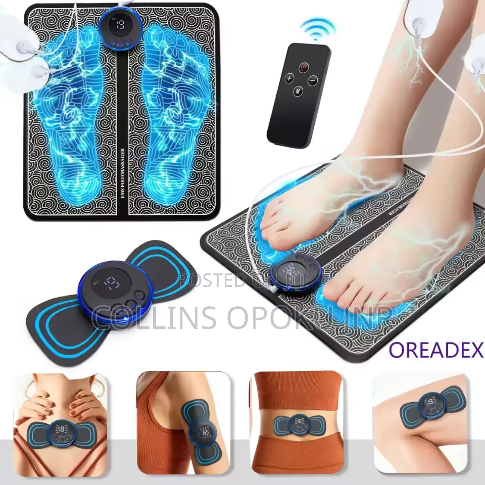 EMS Foot Massager With Body Patches Neck Massager Combo