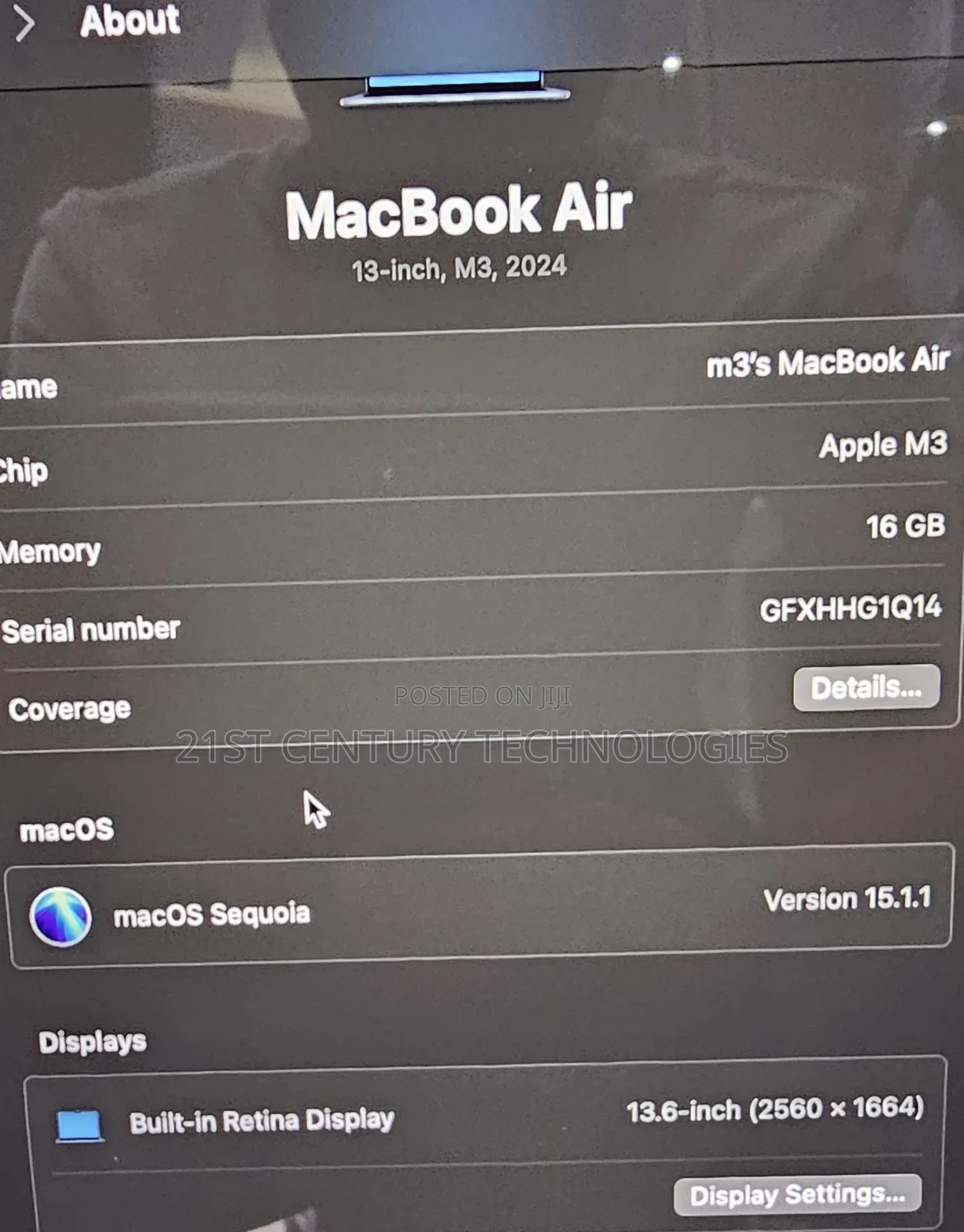 Laptop Apple MacBook Air 2024 M3 13-inch 16GB Apple M3 SSD 512GB