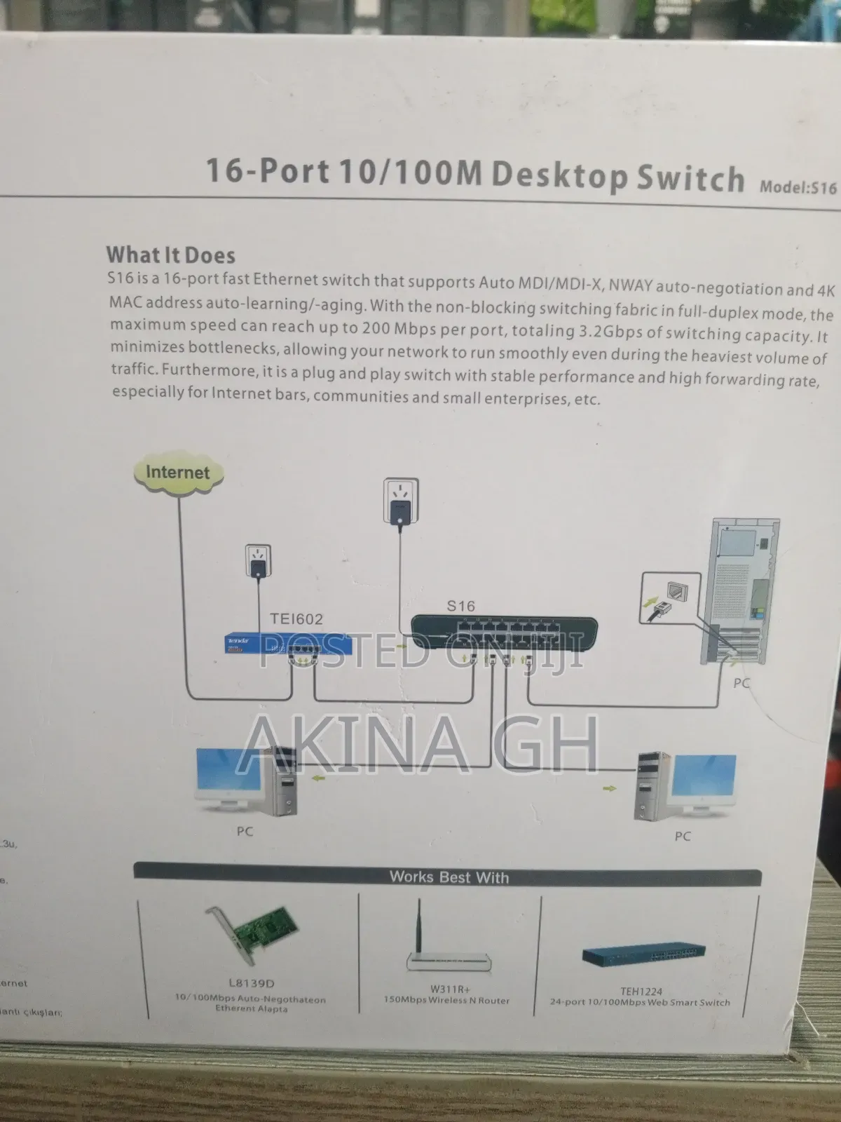 Tenda 16 Port 10/100m Desktop Switch S16