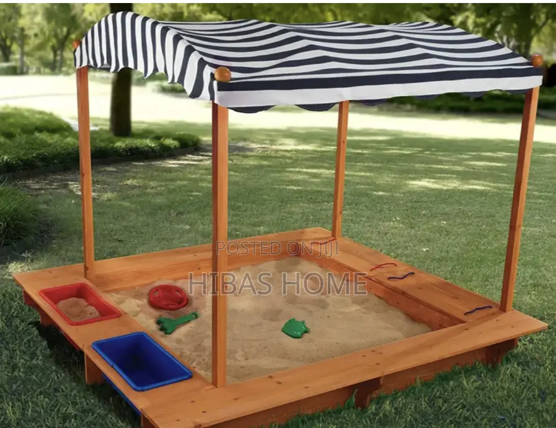 Kidkraft Outdoor Wooden Sandbox With Bins Canvas Canopy