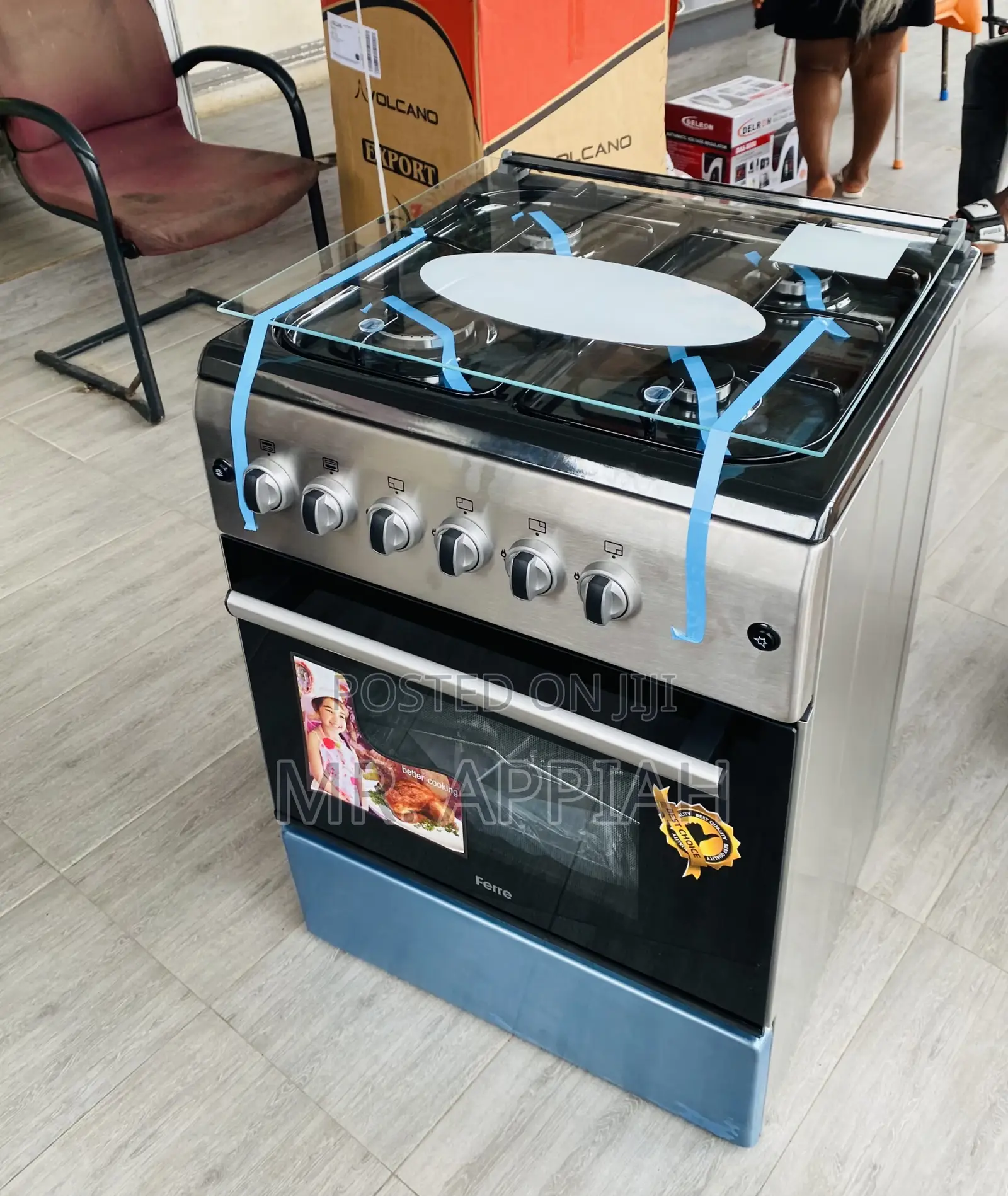 Stainless Inox Ferre 4 Gas Burner With Oven and Grill(Gray)