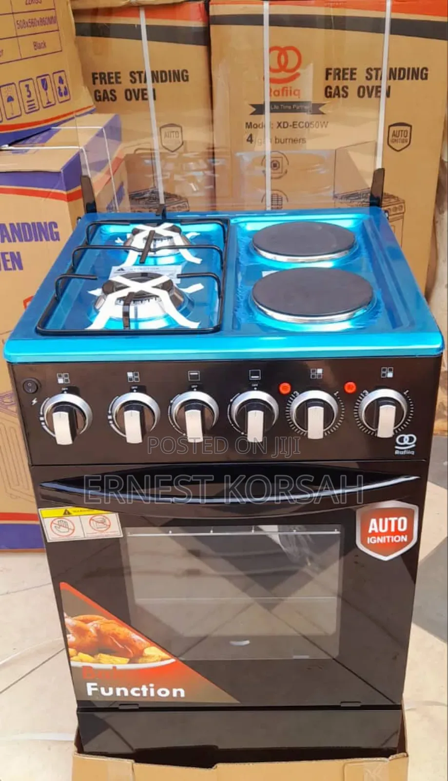 2 Gas + 2 Hot Plate Standing Burner With Oven
