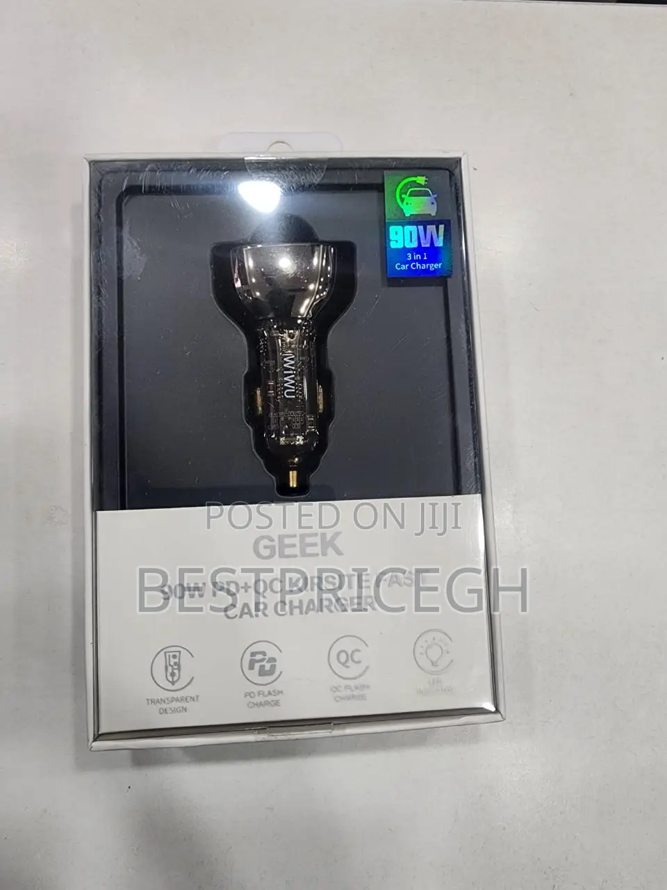 Wiwu Dual Port USB-A + USB-C Pad 90W Car Charger