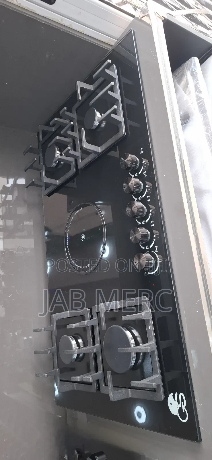 Promo 90cm Cooktop Stove 4 Gas and 1 Electric Middle Glass