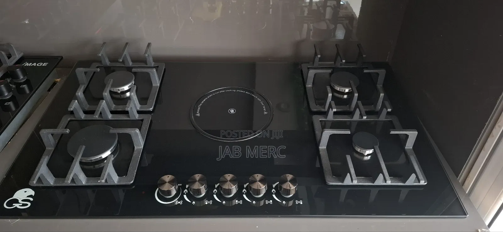 Promo 90cm Cooktop Stove 4 Gas and 1 Electric Middle Glass