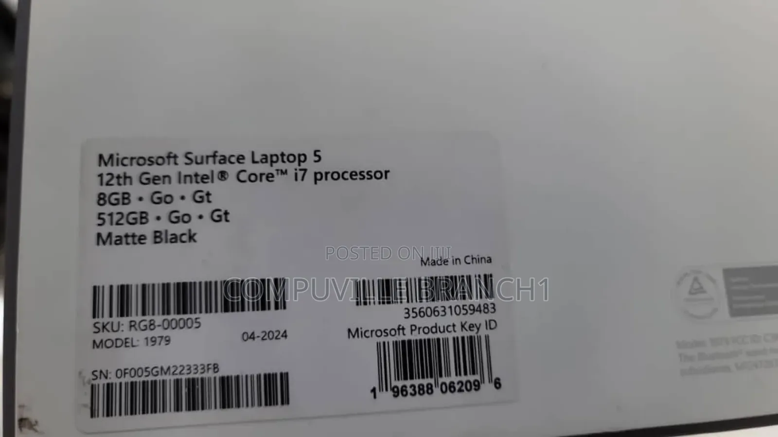 New Laptop Microsoft Surface Laptop 5 8GB Intel Core I7 SSD 512GB