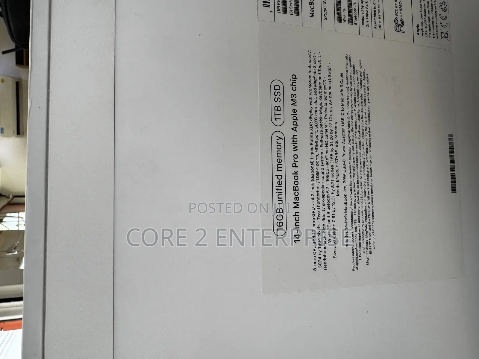 New Laptop Apple MacBook Pro 16GB Apple M3 SSD 512GB