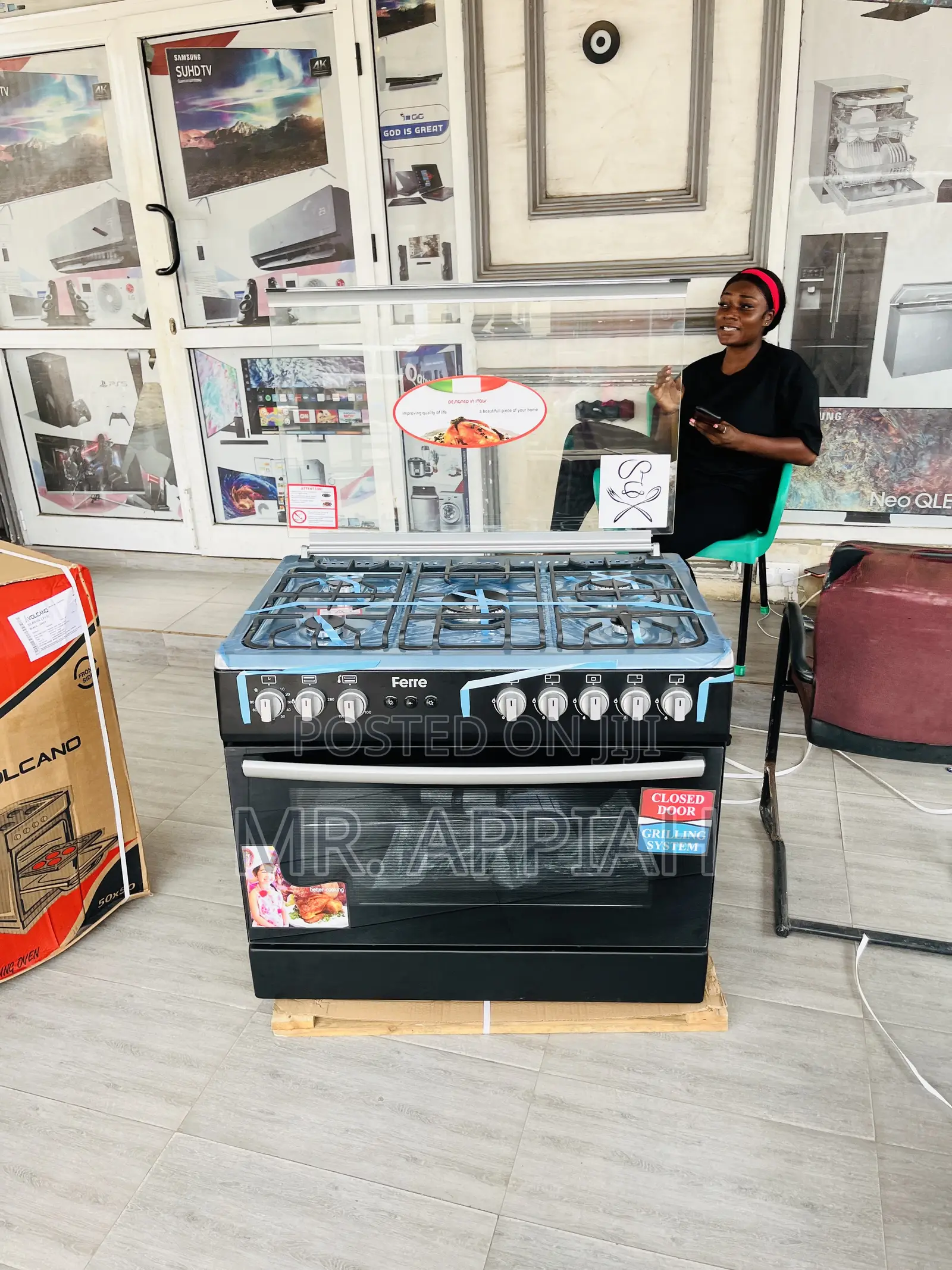 Shop Ferre 60x90 Gas Oven 5 Burner With Grill(Black).