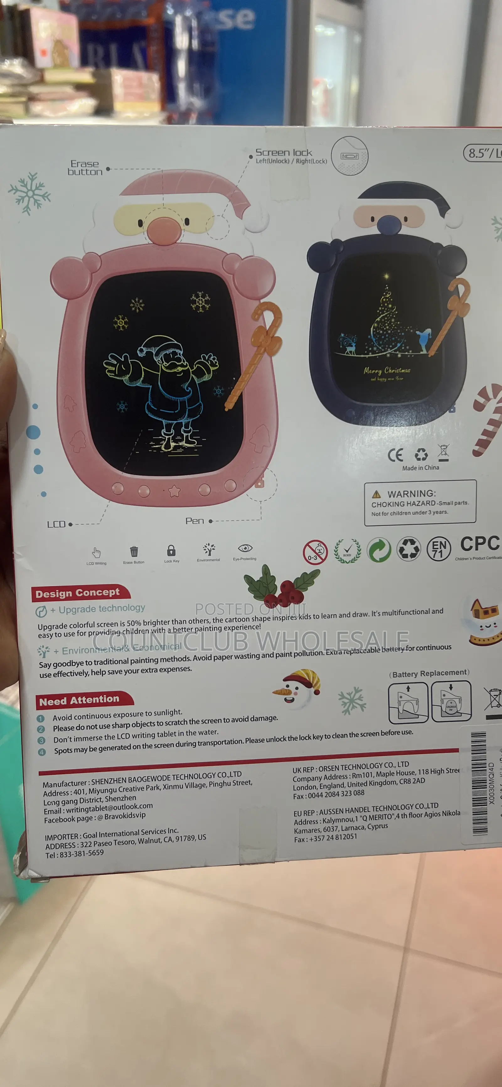 Santa Learn and Draw Toy Board 8.5inch LCD Board