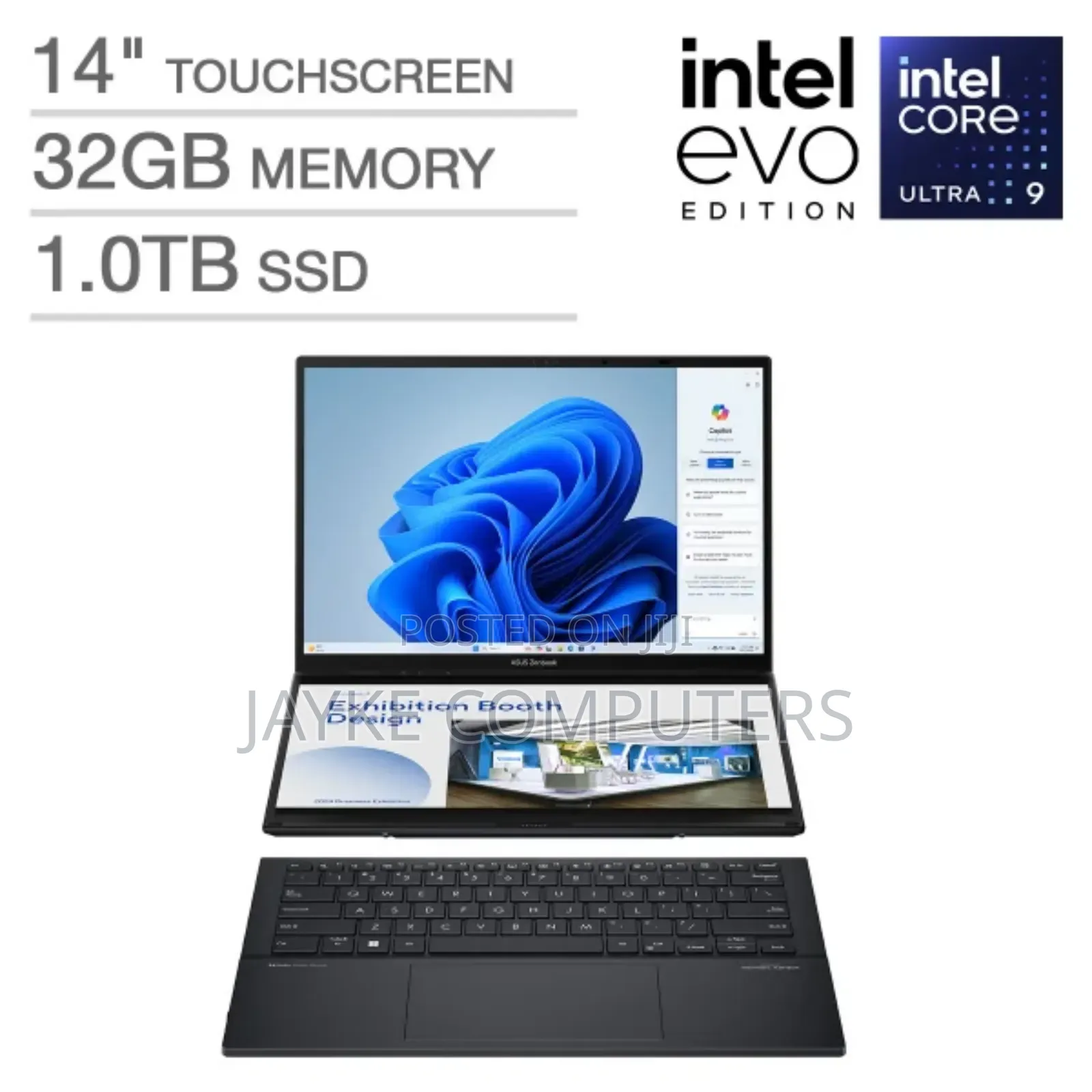 New Laptop Asus Zenbook Duo 14 32GB Intel Core Ultra 9 SSD 1T