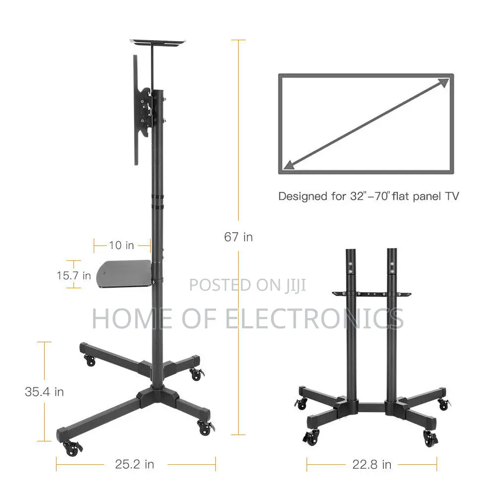 Buy for 32-70 Inch Tv Mobile Trolley Cart With Wheels