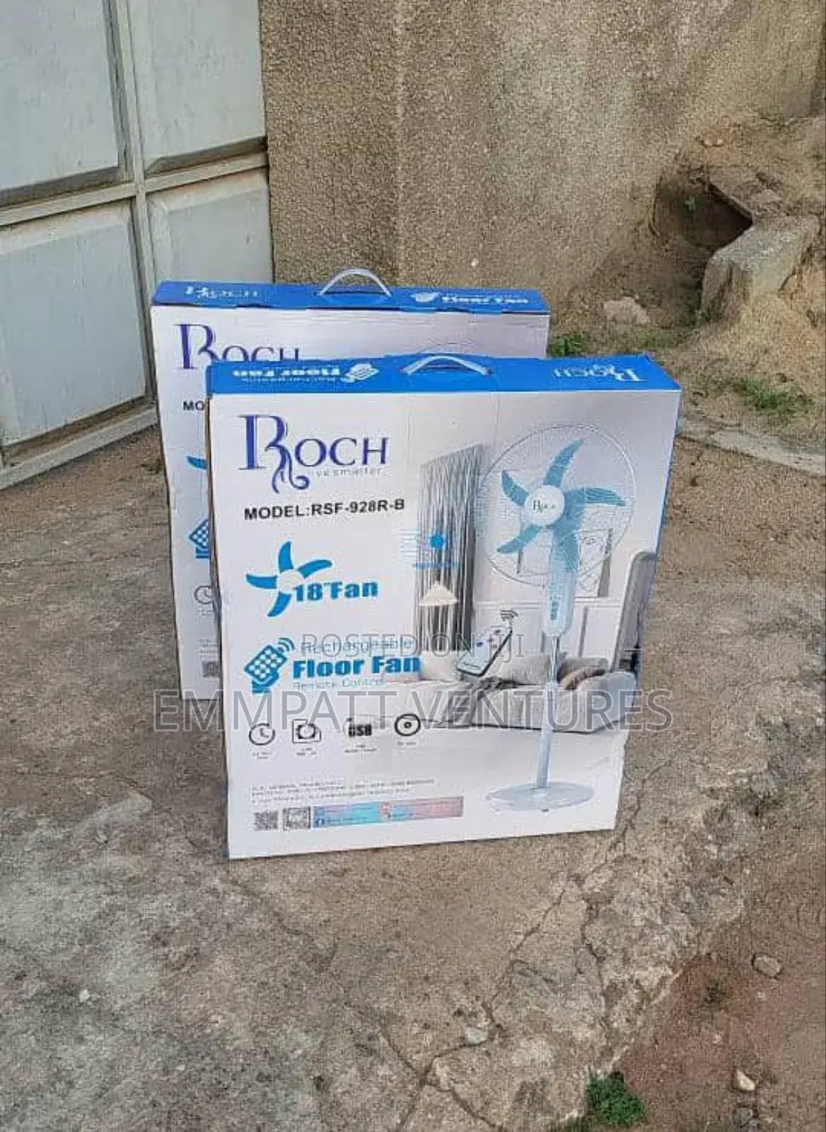 18" Roch Rechargeable Fan Model RSF-928r-B