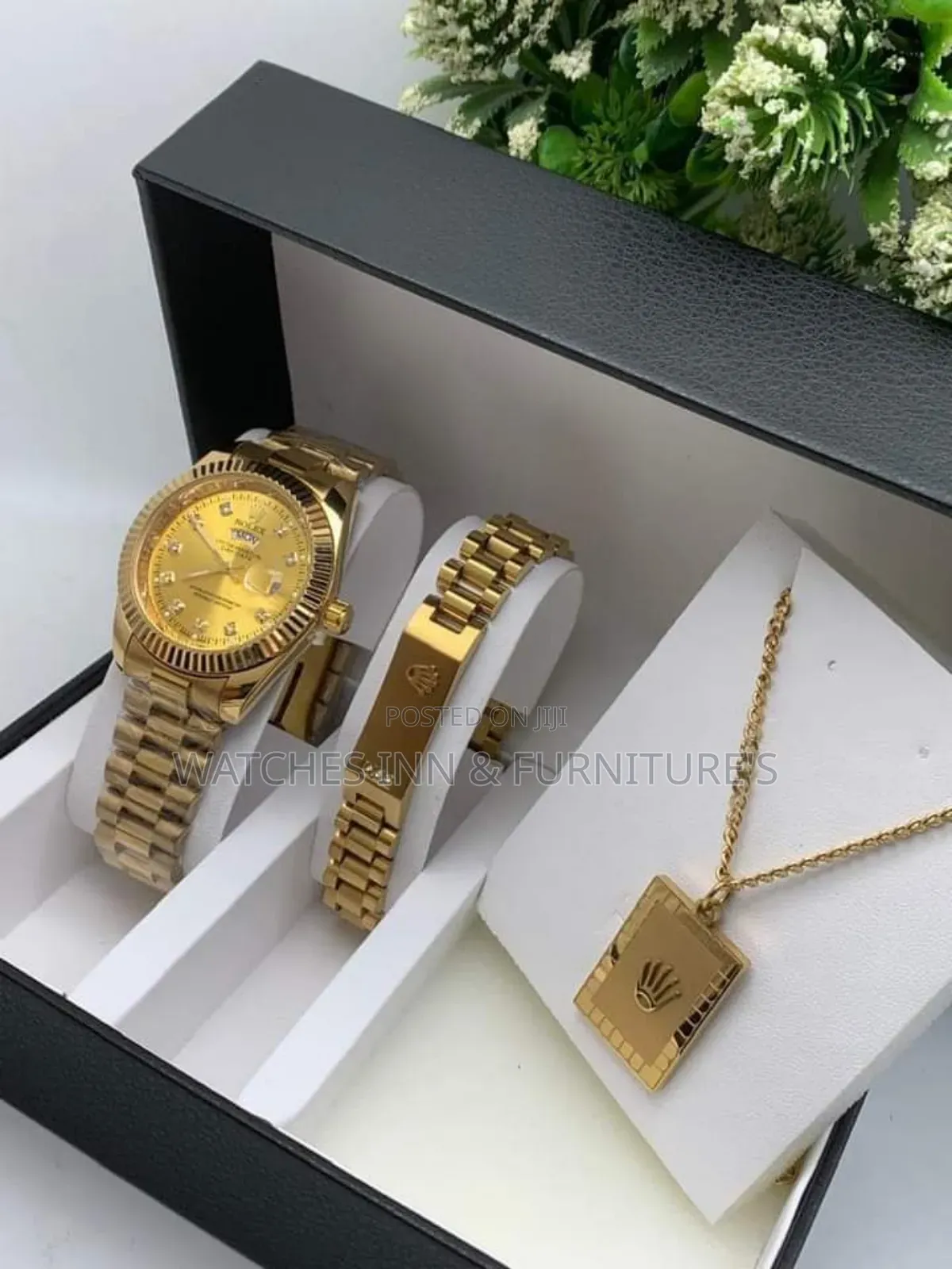 Rolex Men's Set ( Watch + Bracelet + Necklace )