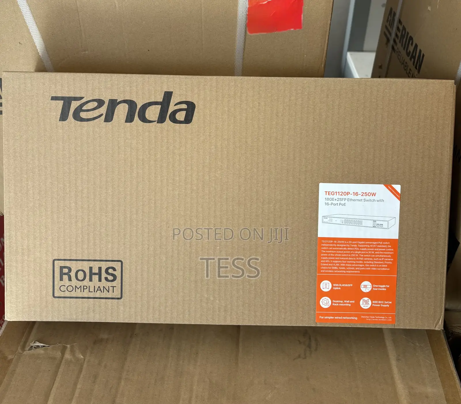 Tenda 16port Gigabit Poe Switch Teg1120p-16-250w 18ge+2sfp