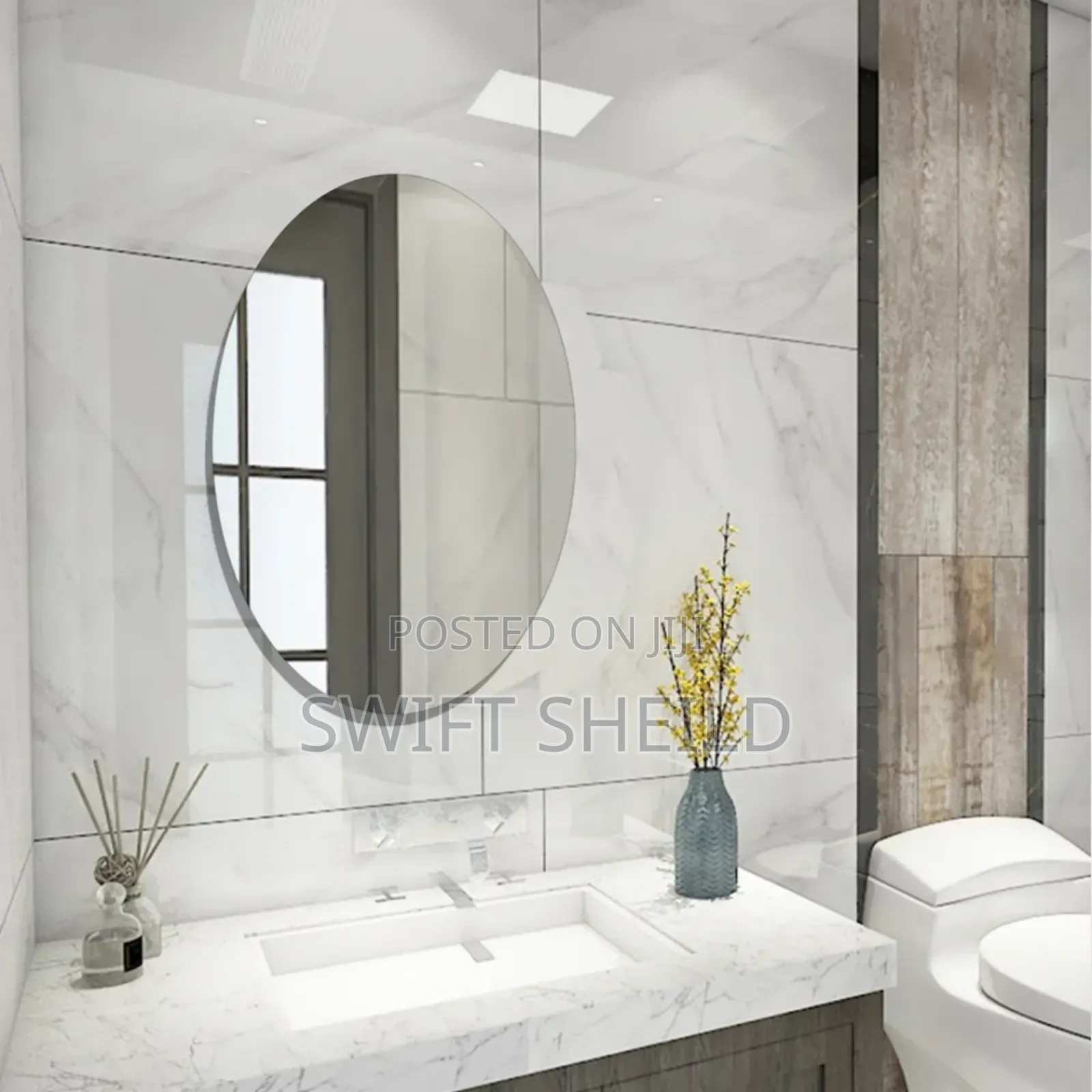 Oval Shape Acrelic Mirror Very Clear for Decor 60 X 40cm