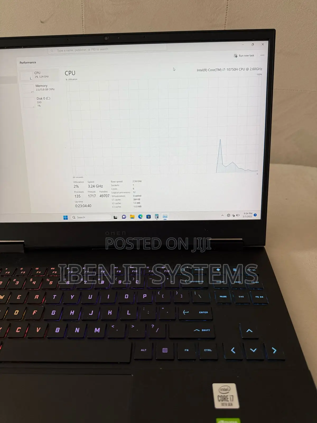 Laptop HP Omen 17t 16GB Intel Core i7 SSHD (Hybrid) 1T