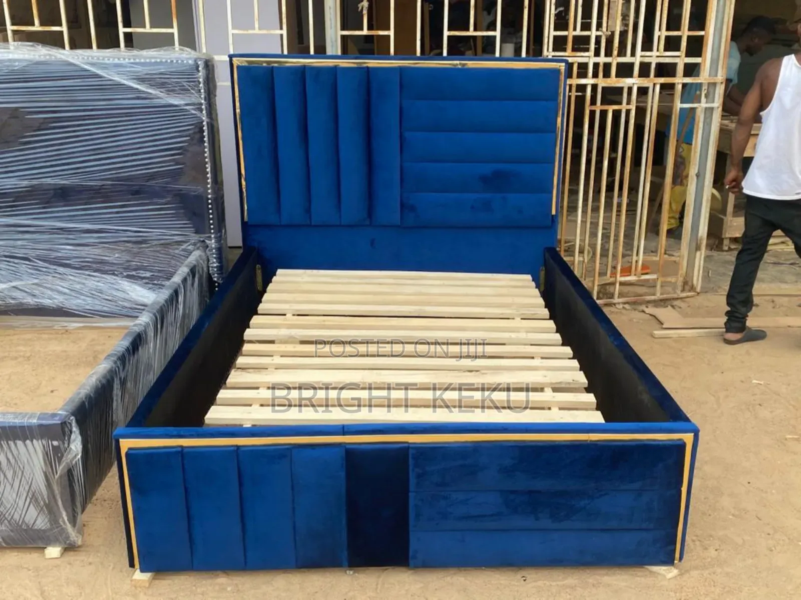Blue Double Bed Frame Is Available