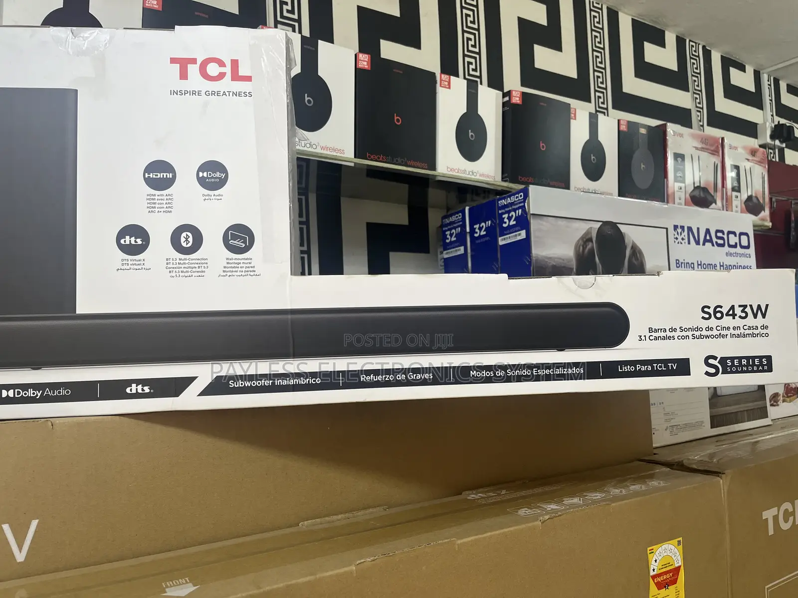 TCL 3.1 Ch Soundbar With Wireless Subwoofer S643w