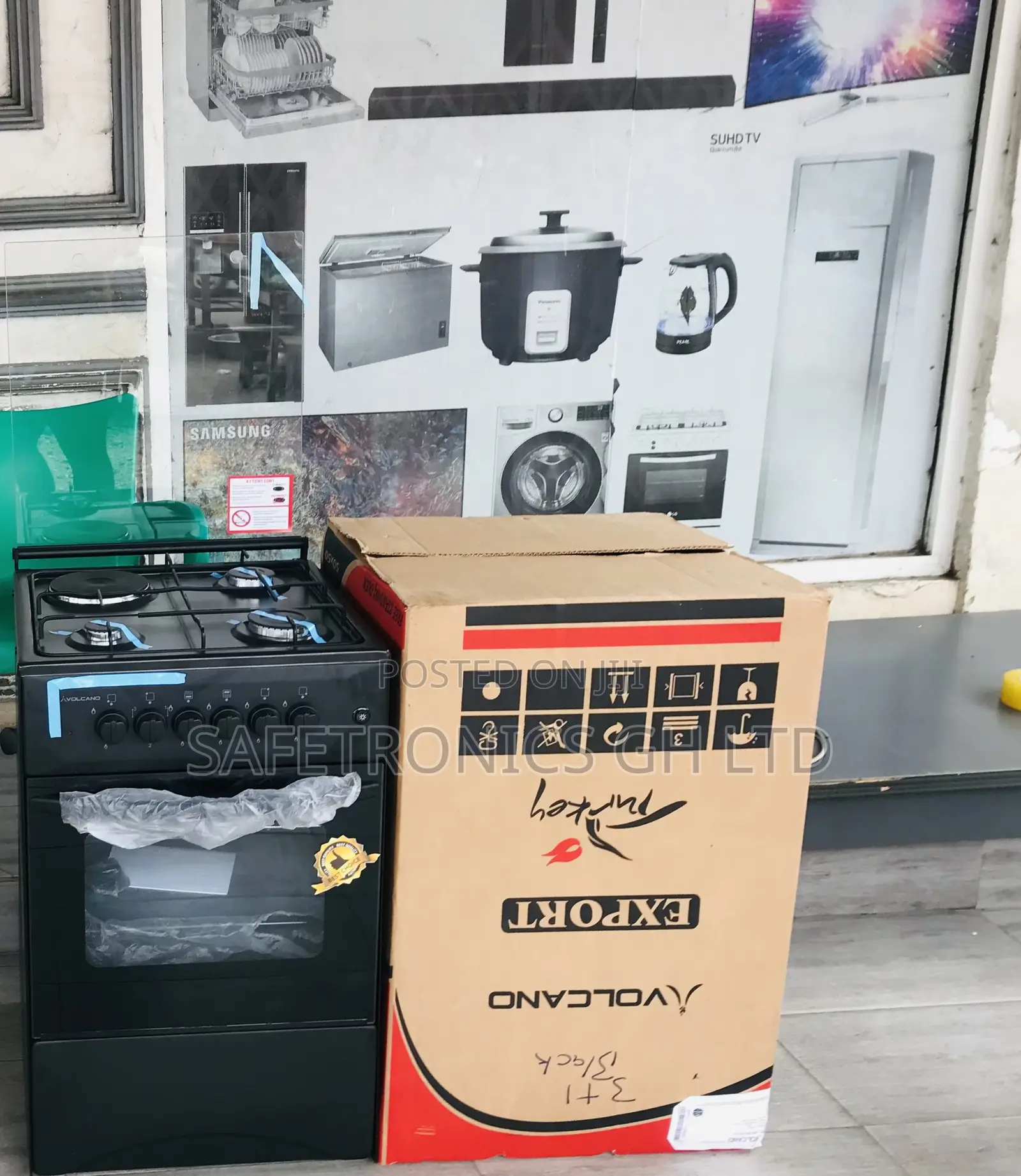 Get Valuable 3 Gas 1 Electric Black Volcano Oven 50/50