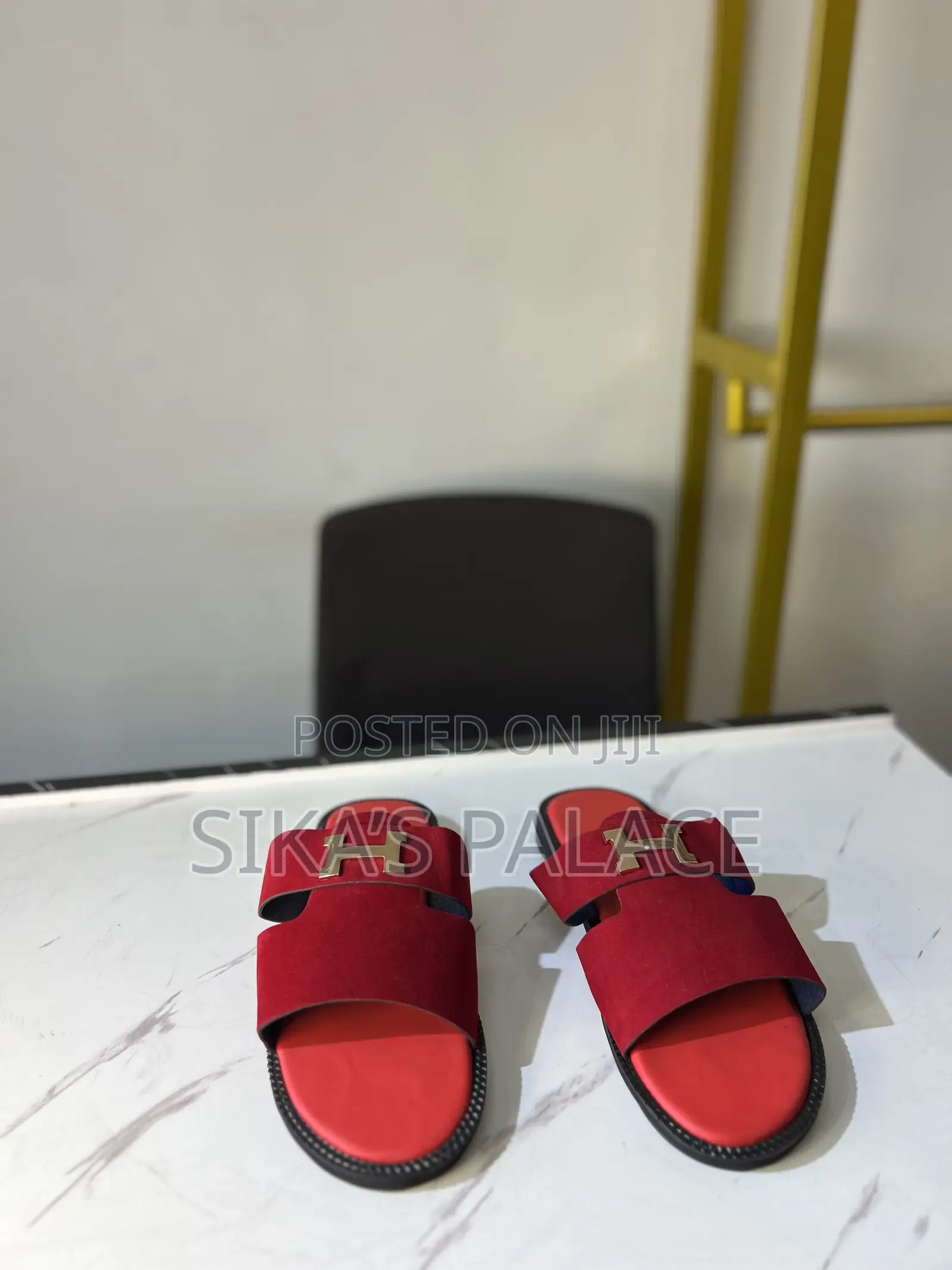 Red Hermes Slippers