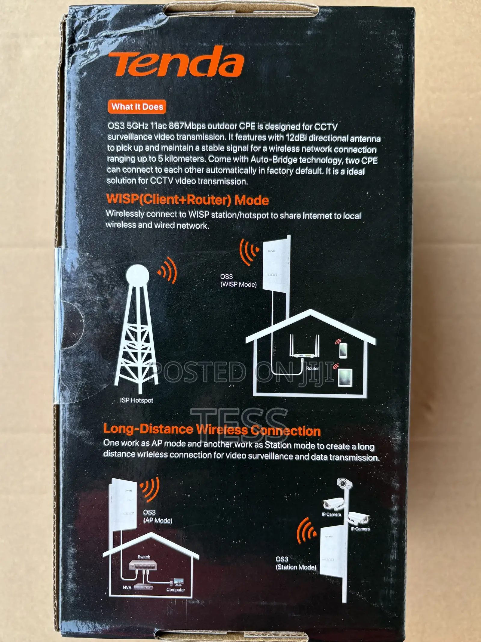 Tenda Os3 Wireless 5km PTP Cpe 12dbi Access Point Outdoor