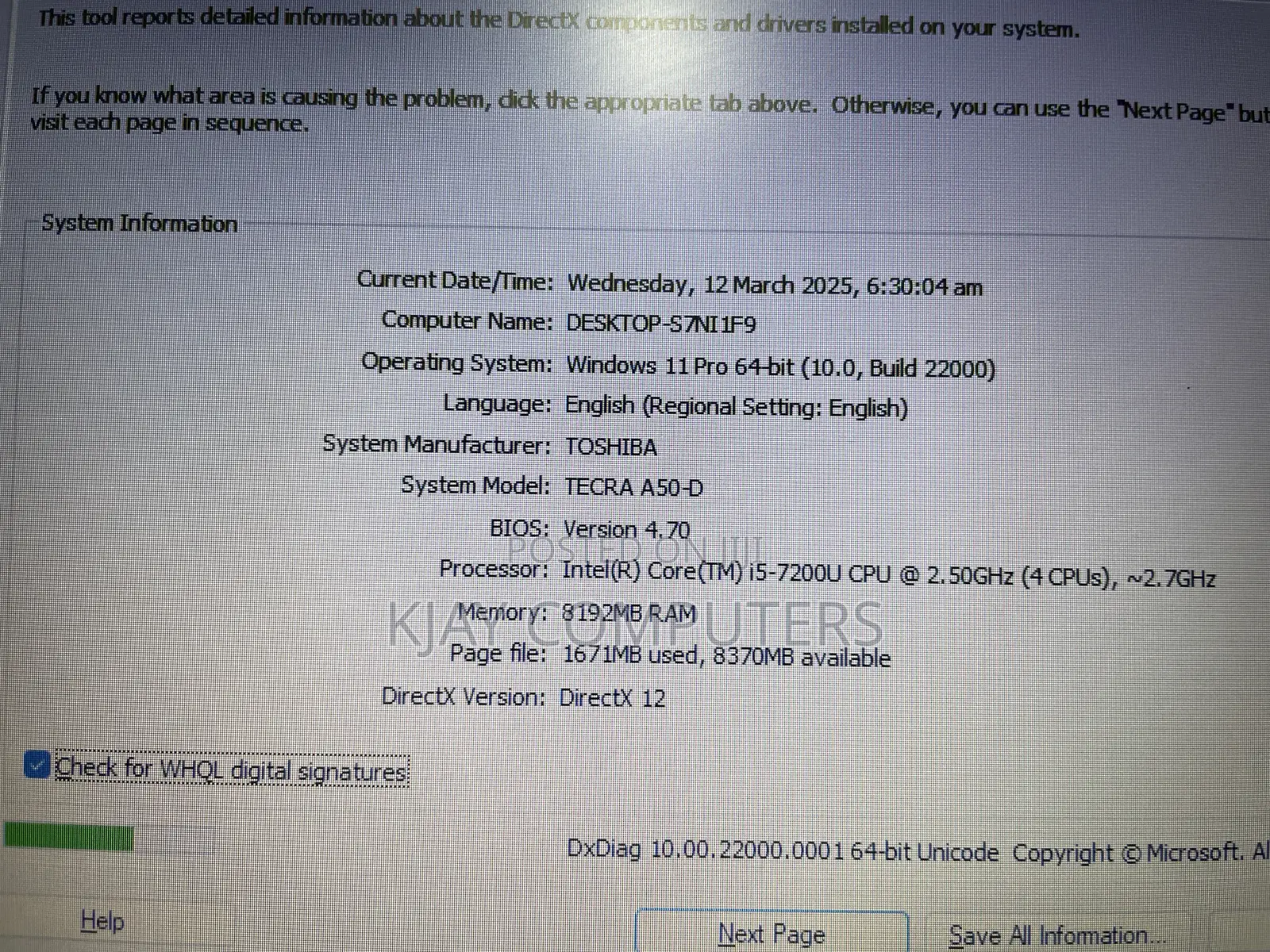 Laptop Toshiba Tecra A50 8GB Intel Core i5 SSD 256GB