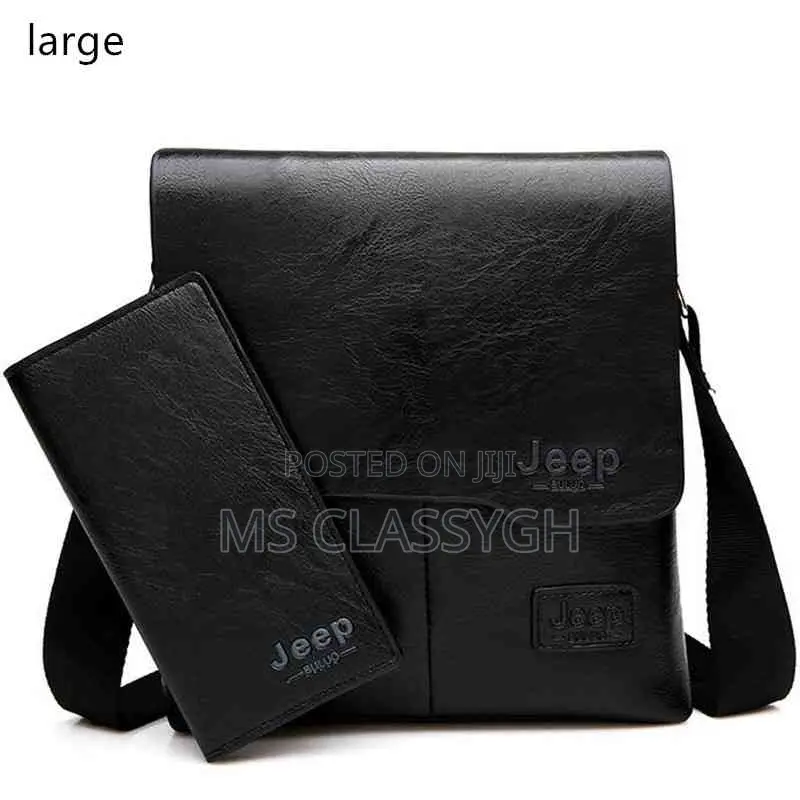 Jeep Men Bag 2 PCS Set Man Leather Messenger Shouder Bag