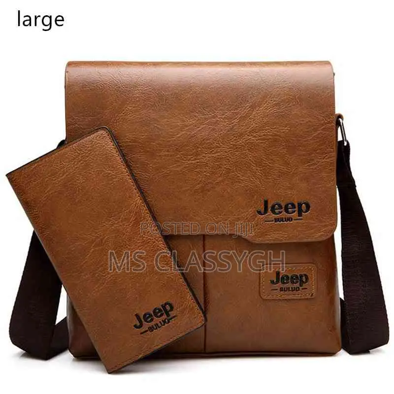 Jeep Men Bag 2 PCS Set Man Leather Messenger Shouder Bag