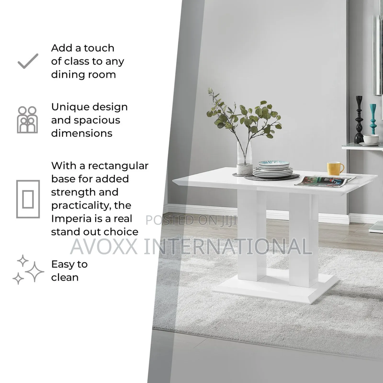 Imperia Modern White High Gloss Dining Table