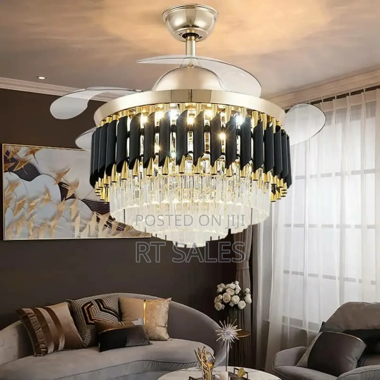 Modern Remote Control Chandelier Fam With Light