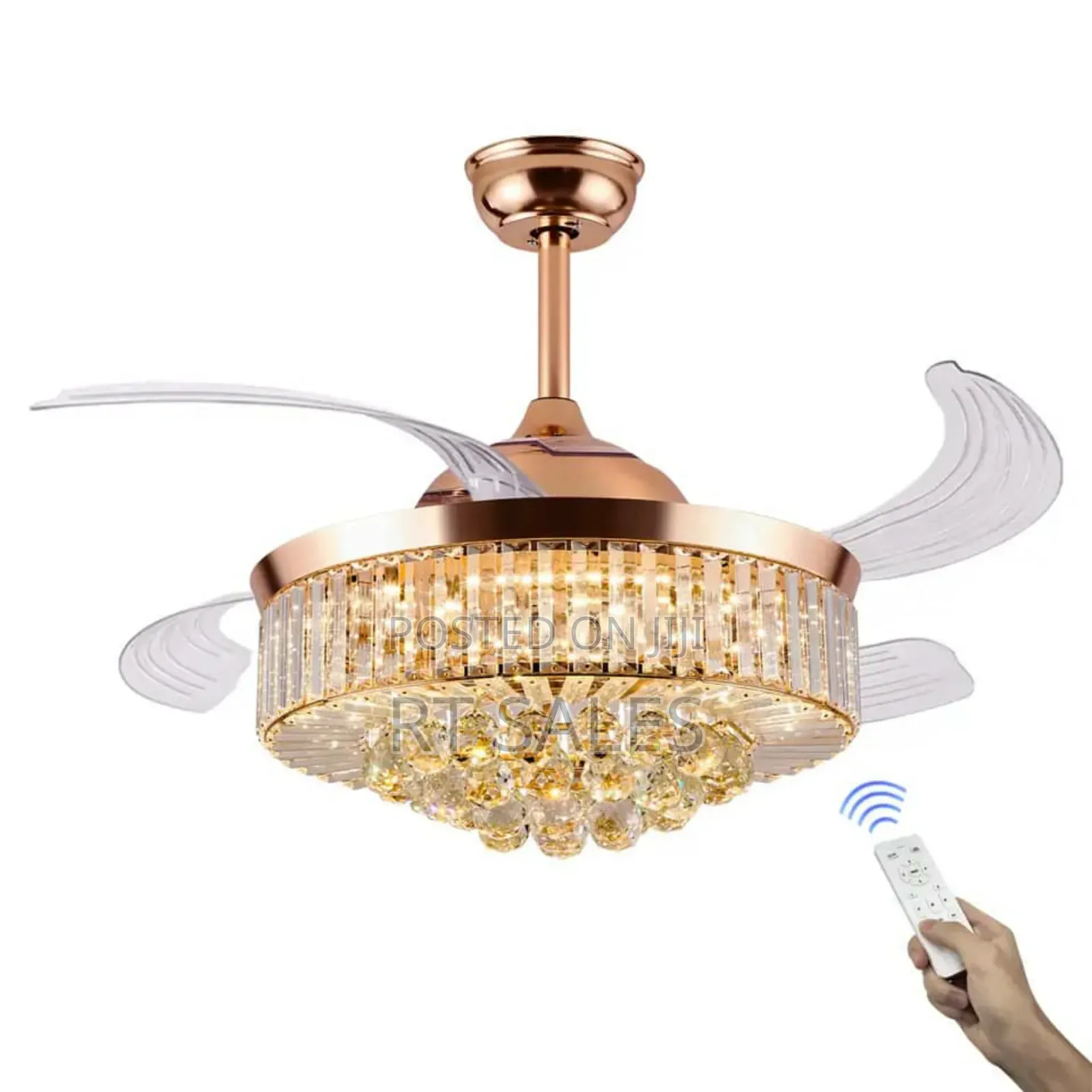 Crystal Golden Chandelier Fan With Light.