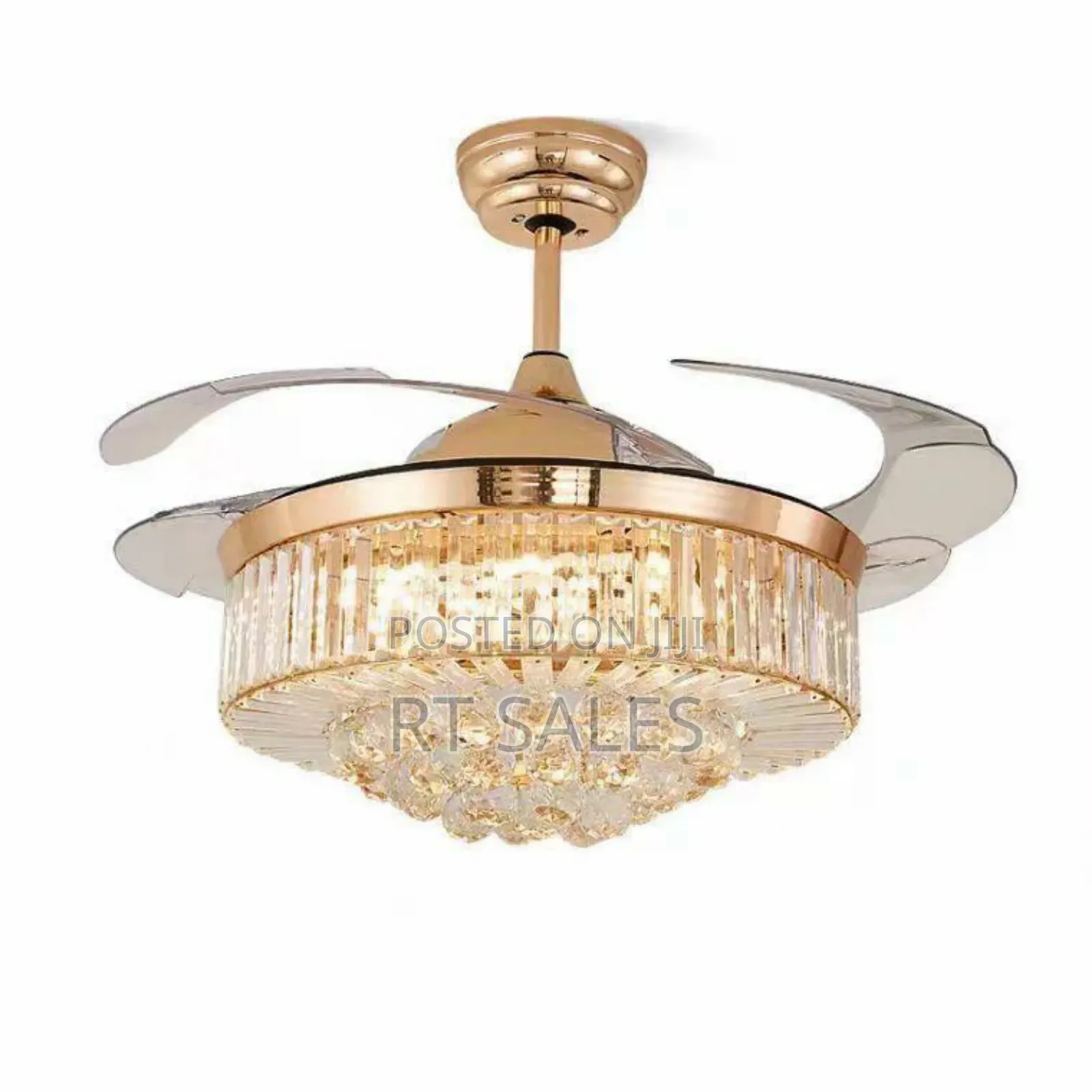Crystal Golden Chandelier Fan With Light.