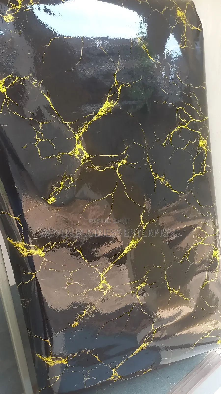 Black With Yellow Marble Design