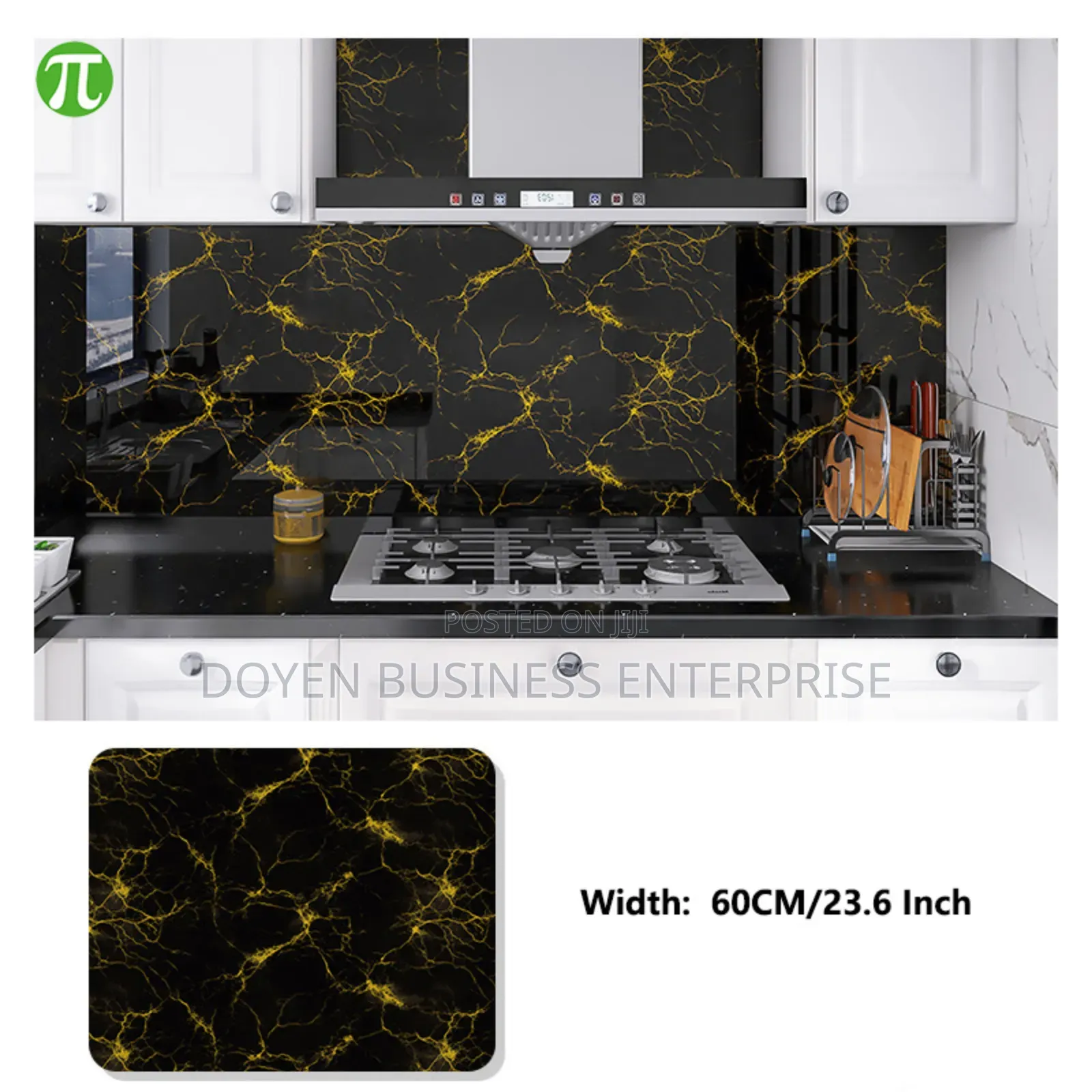 Black With Yellow Marble Design
