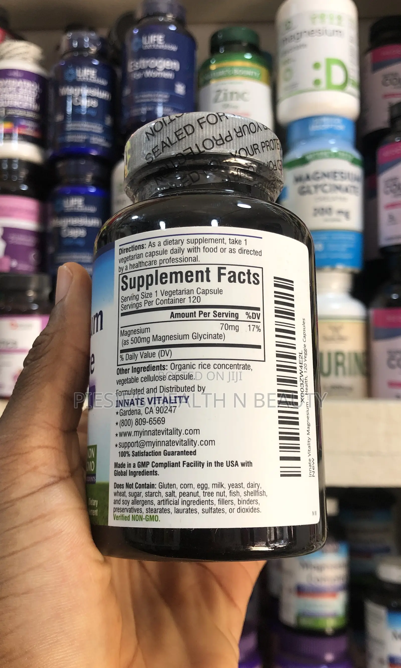 Innate Vitality Magnesium Glycinate 500mg 120 Capsules