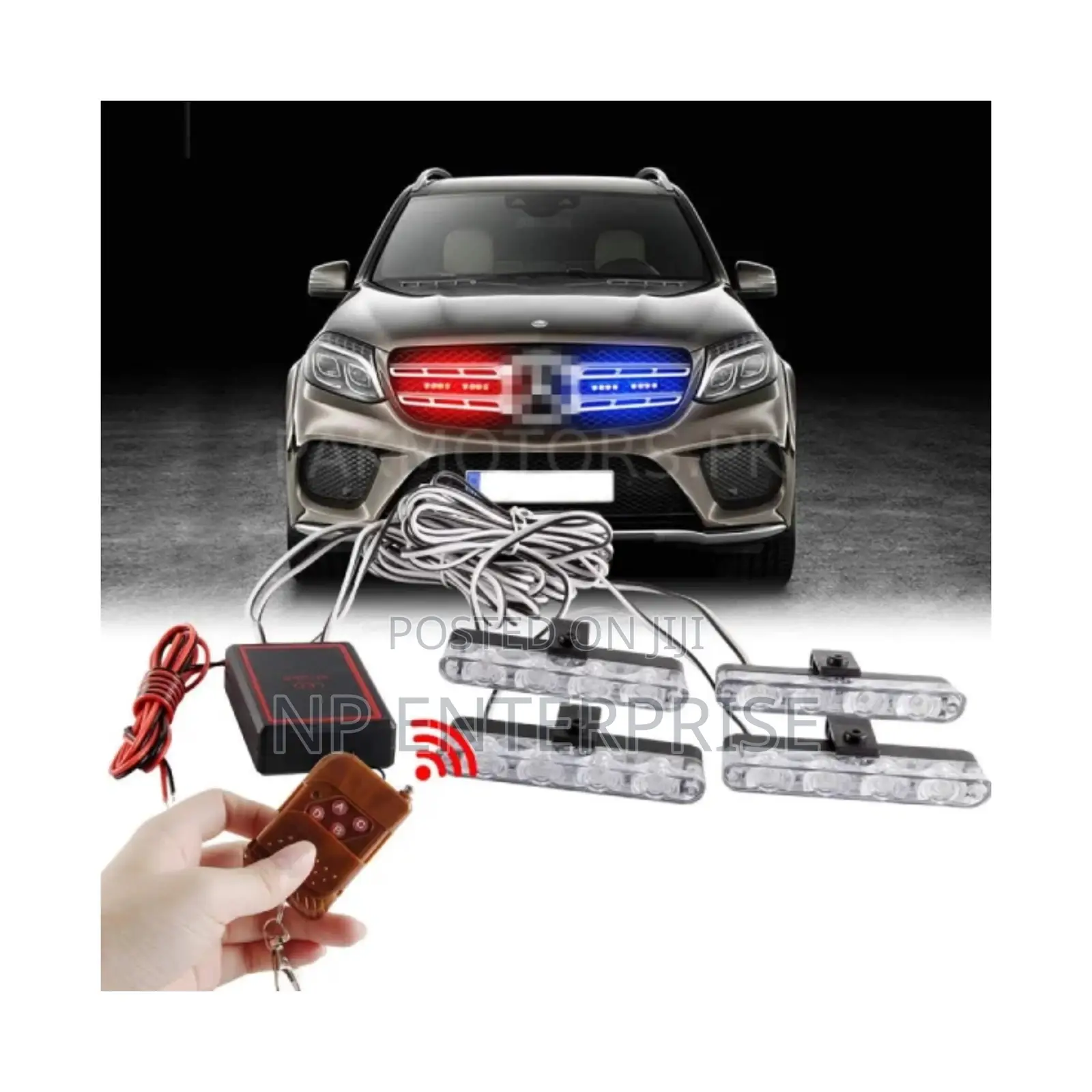 Car Grill Police Lights Red Blue