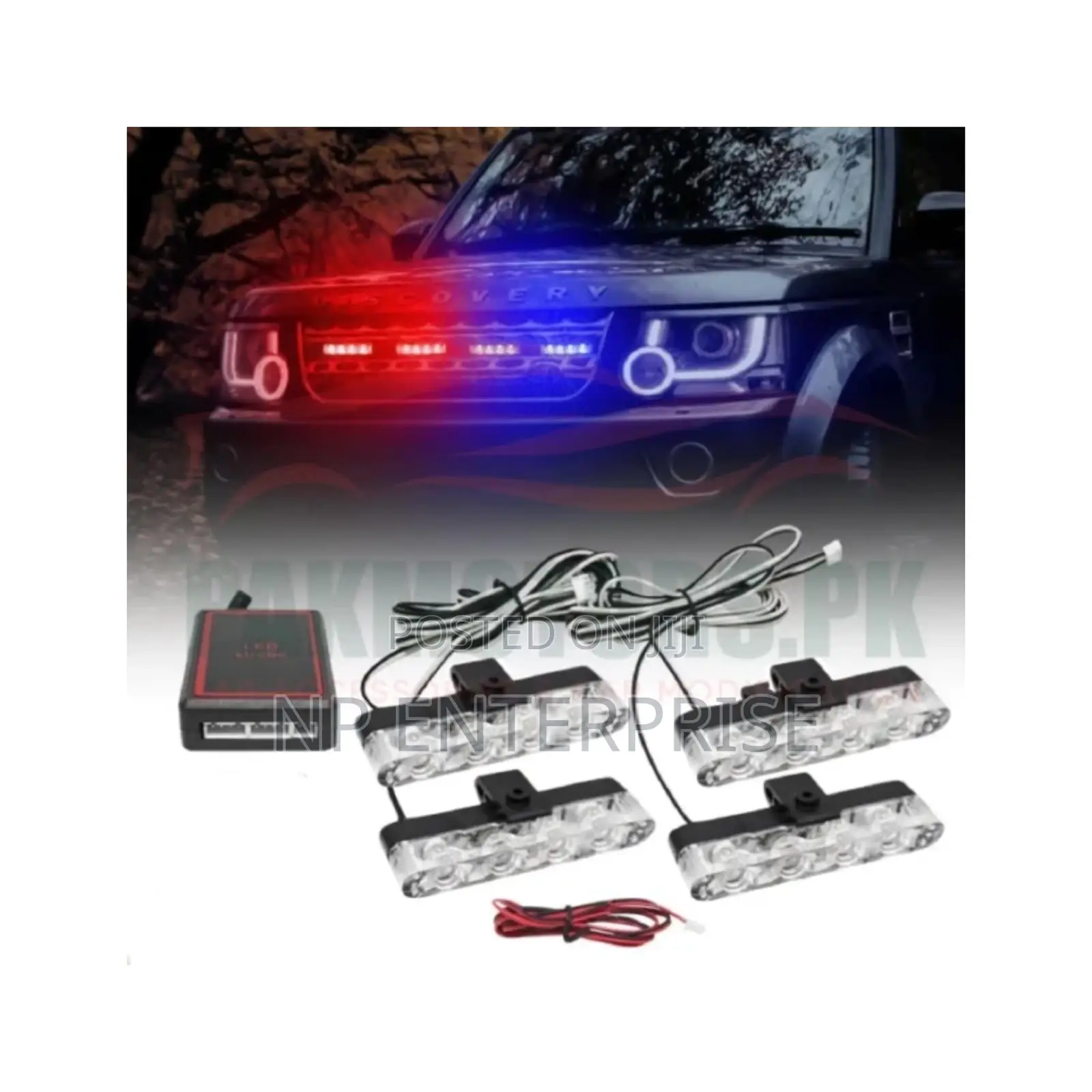 Car Grill Police Lights Red Blue