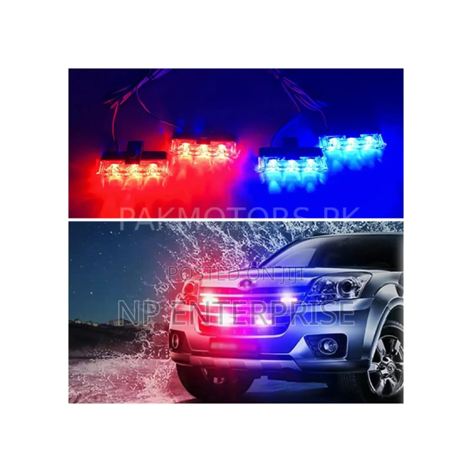 Car Grill Police Lights Red Blue