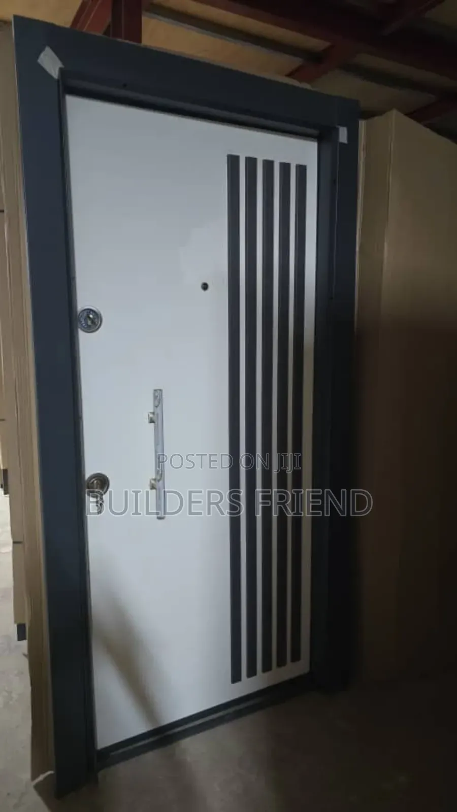 White Turkish Entrance Steel Heavy Single Security Door Set
