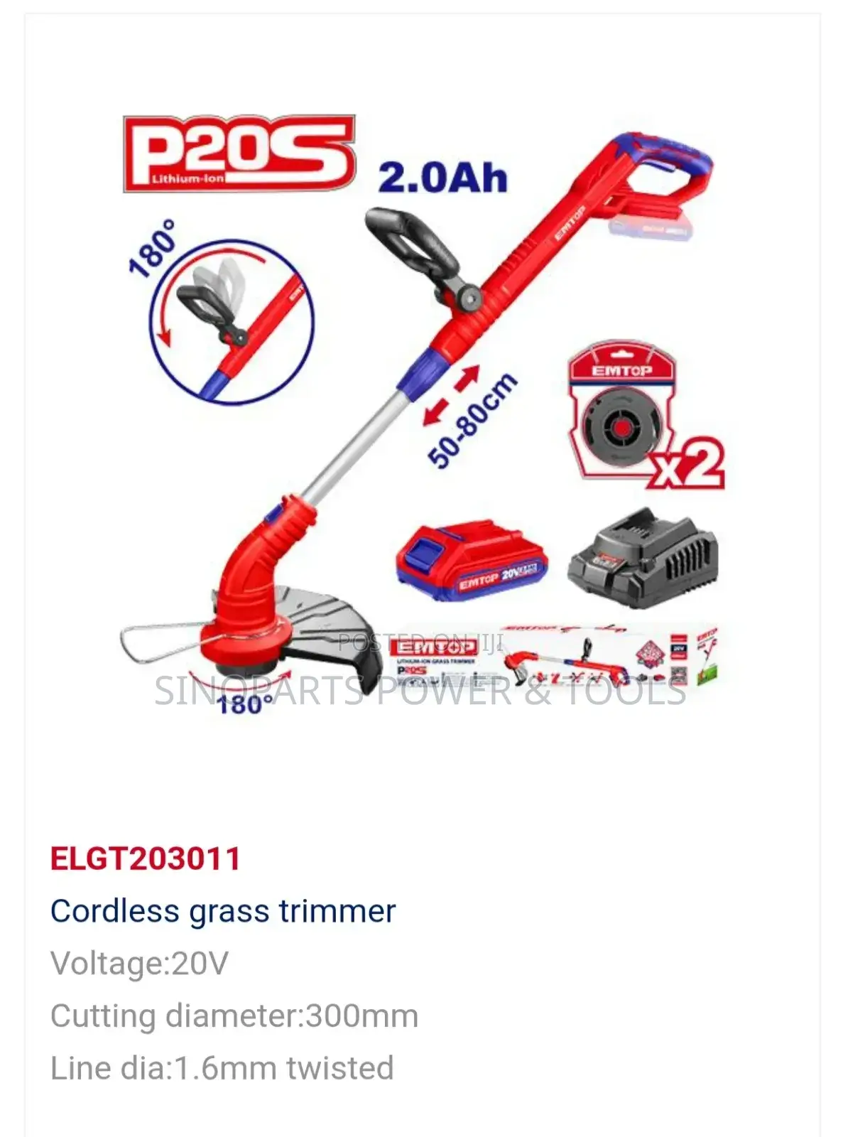 Emtop Elgt203011 Cordless Grass Trimmer Power Your Lawn,