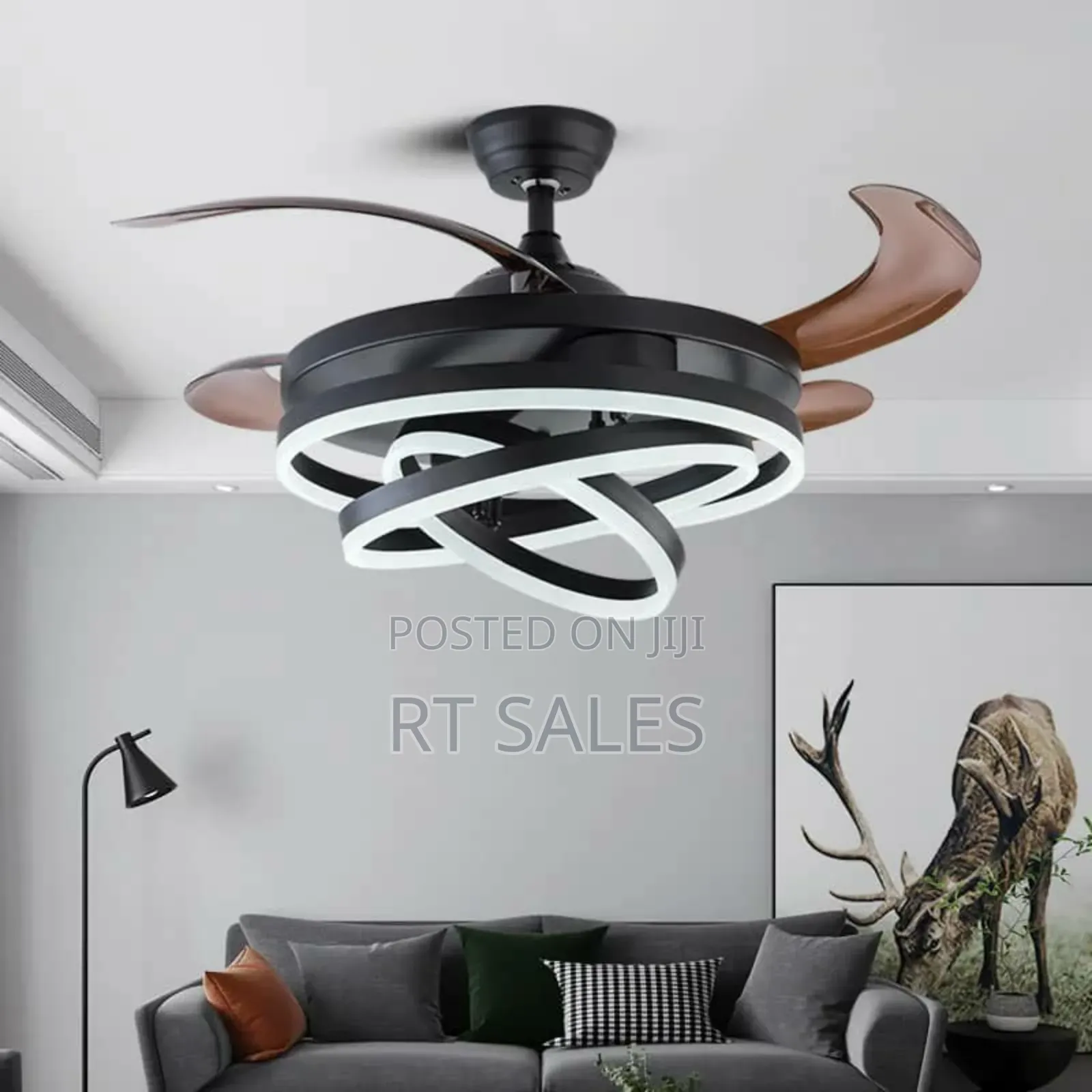 Remote Control Neon Ceiling Fan With Light