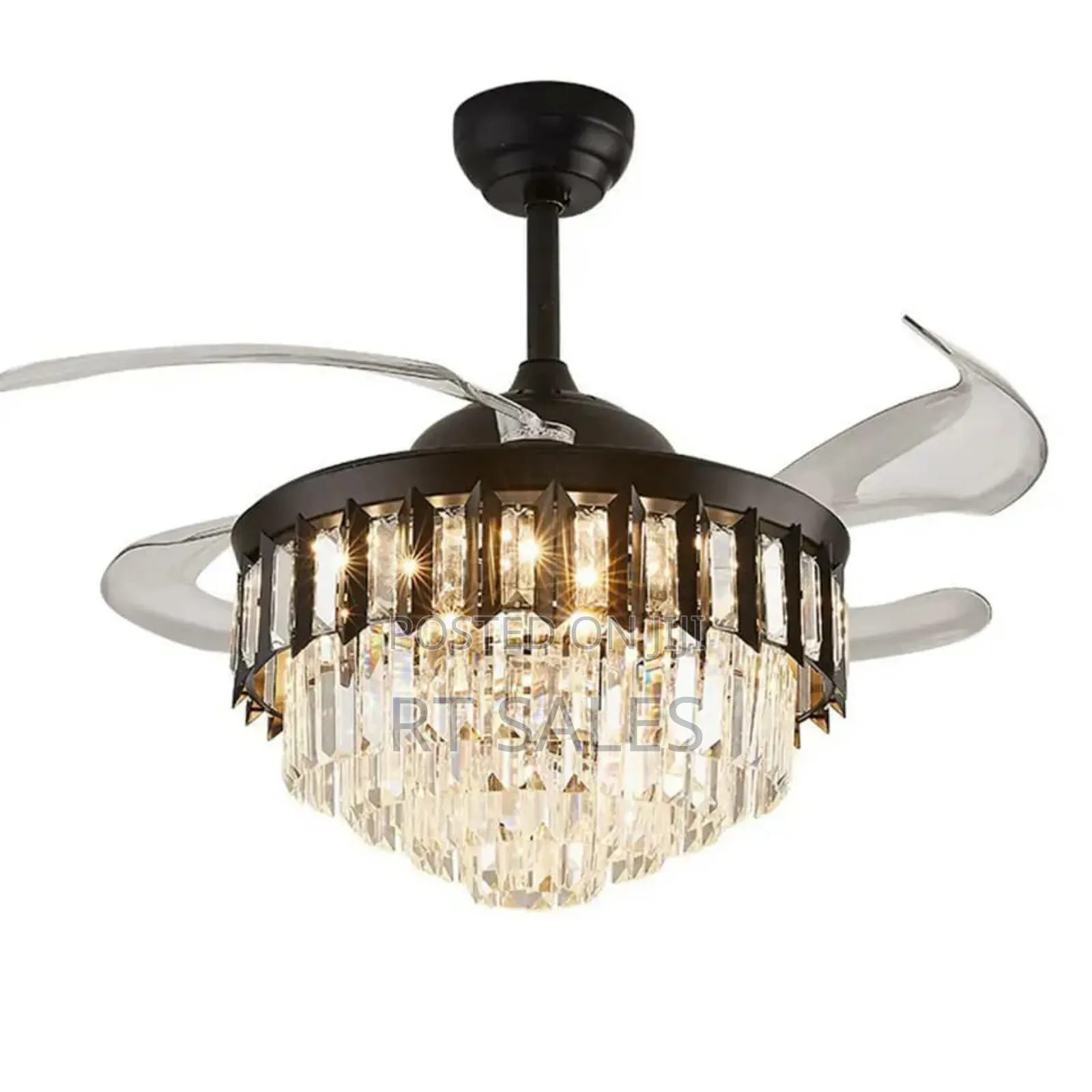 Remote Control Crystal Chandelier Fan With Light