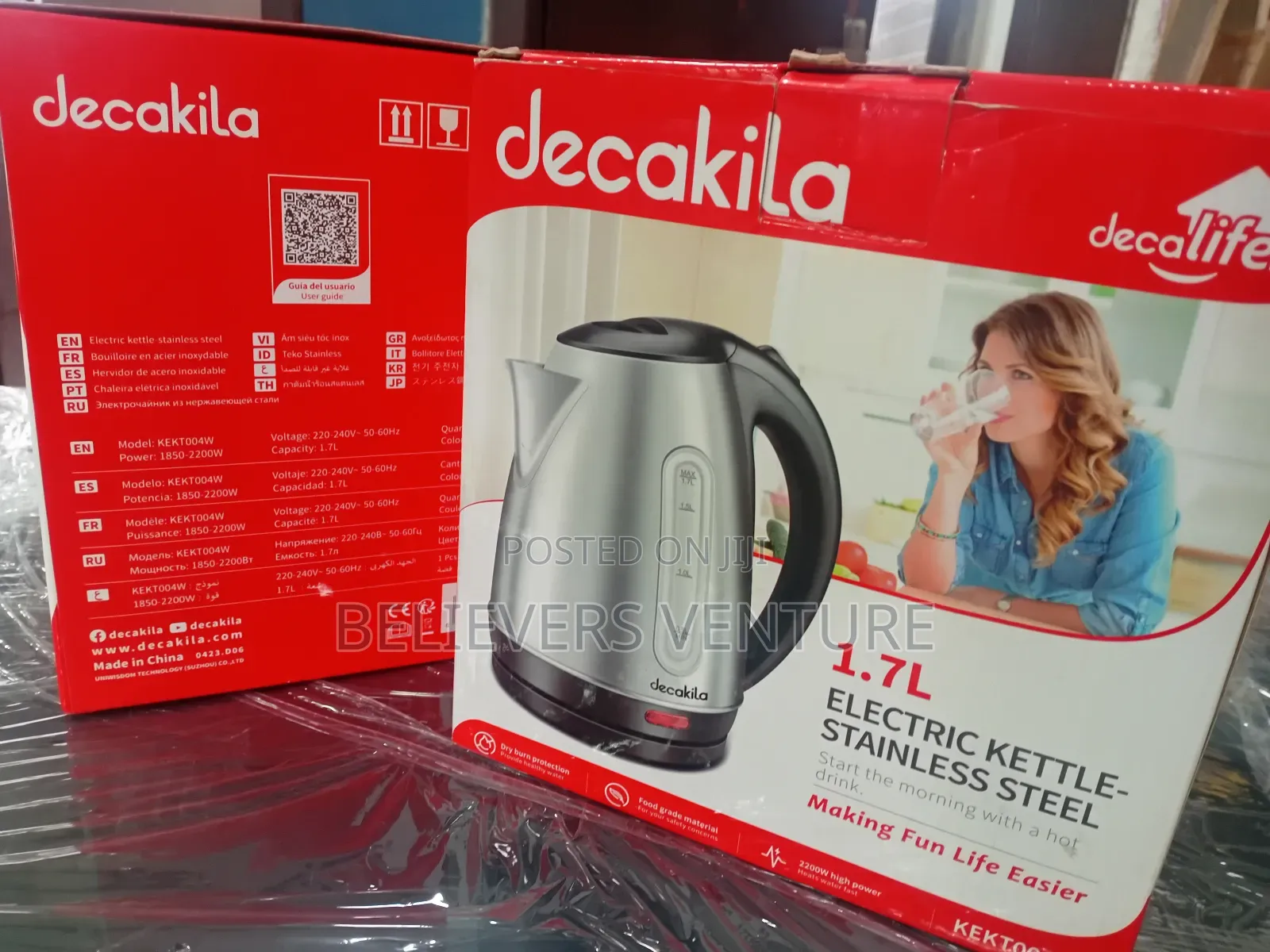 Newest Kekt004w Electric Kettle 1.7l Kettle Decakila