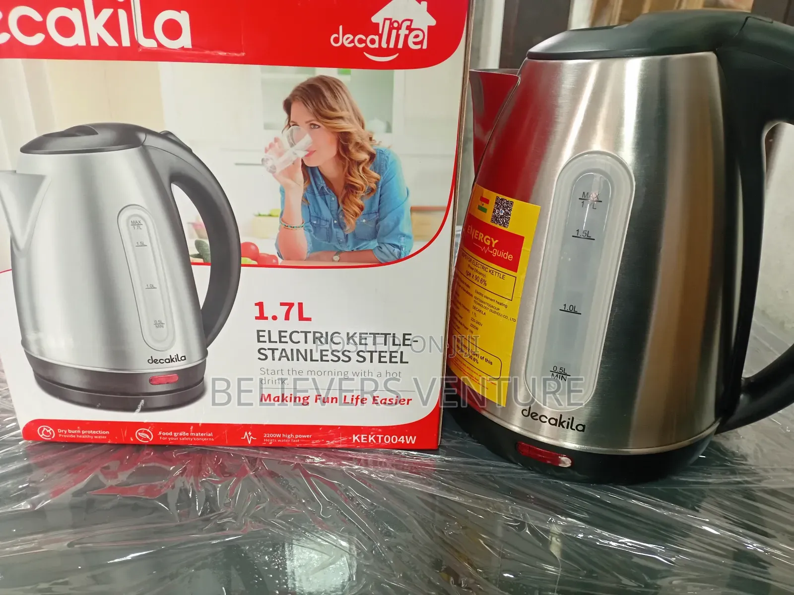 Assured Brand 1.7l Stainless Kettle Decakila 1.7l Kettle