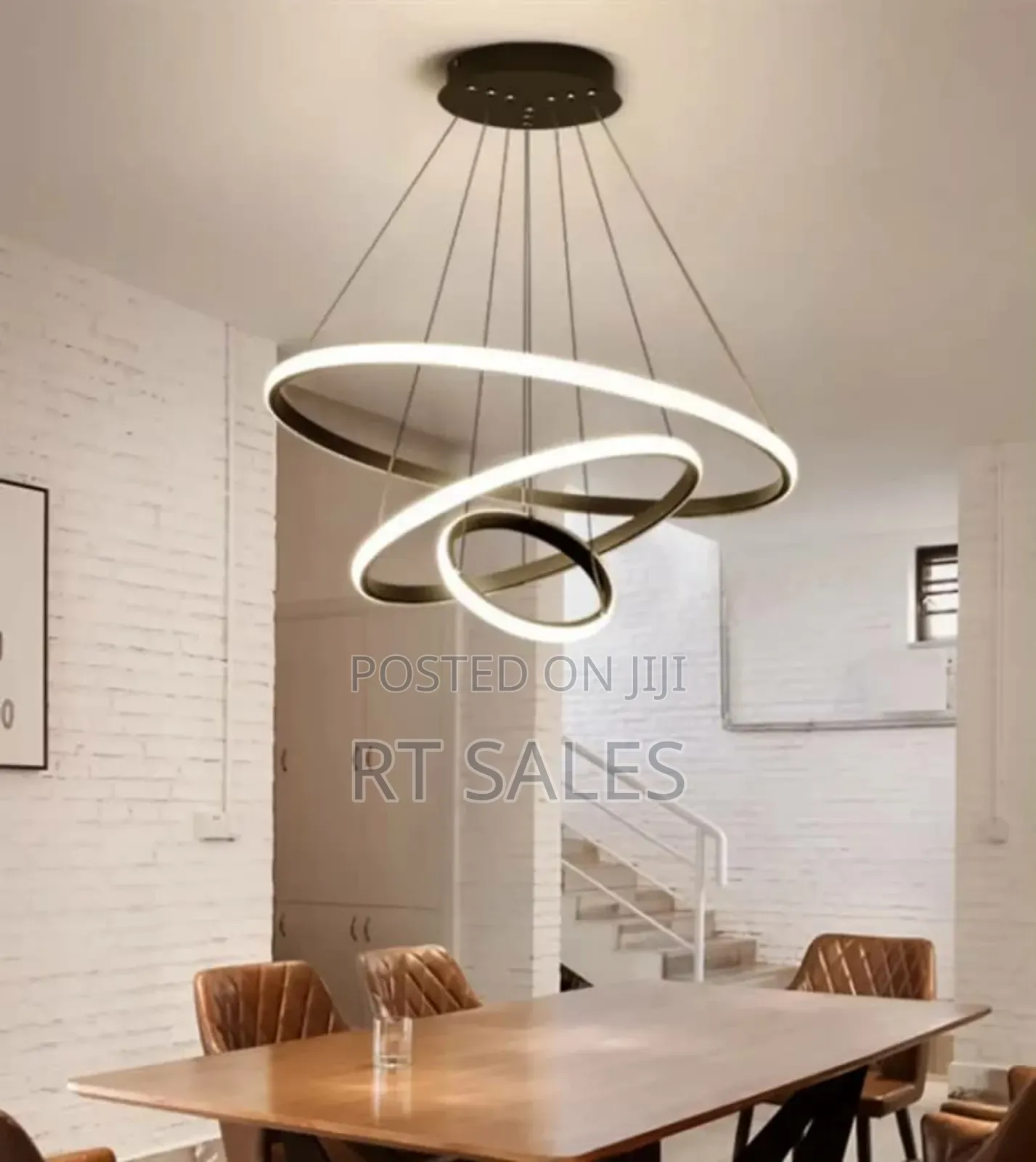 Black Three Steps Led Chandelier Light