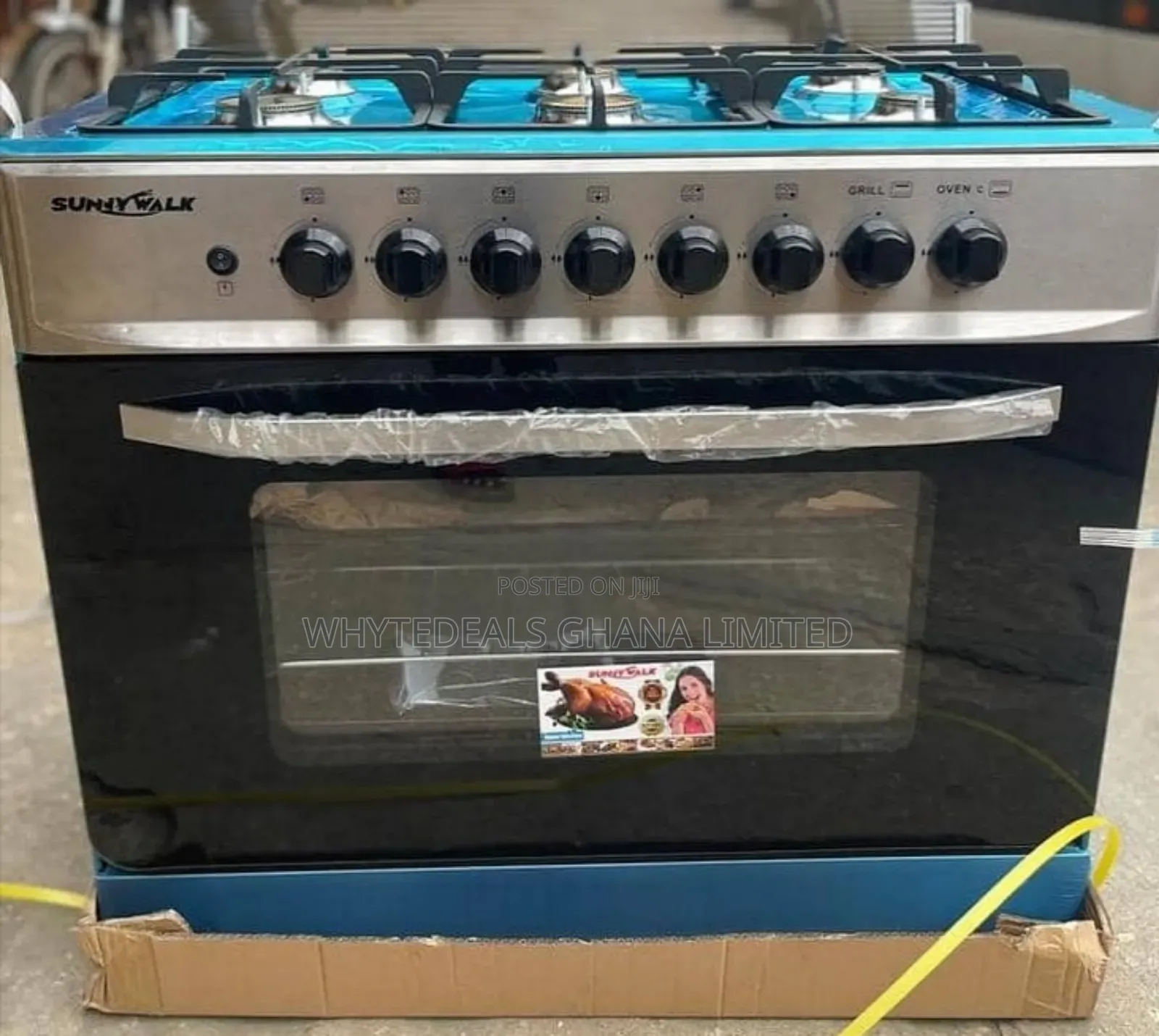 Sunny Walk 90x60 Gas Cooker| 5-Burners| Grill|Oven|Stainless